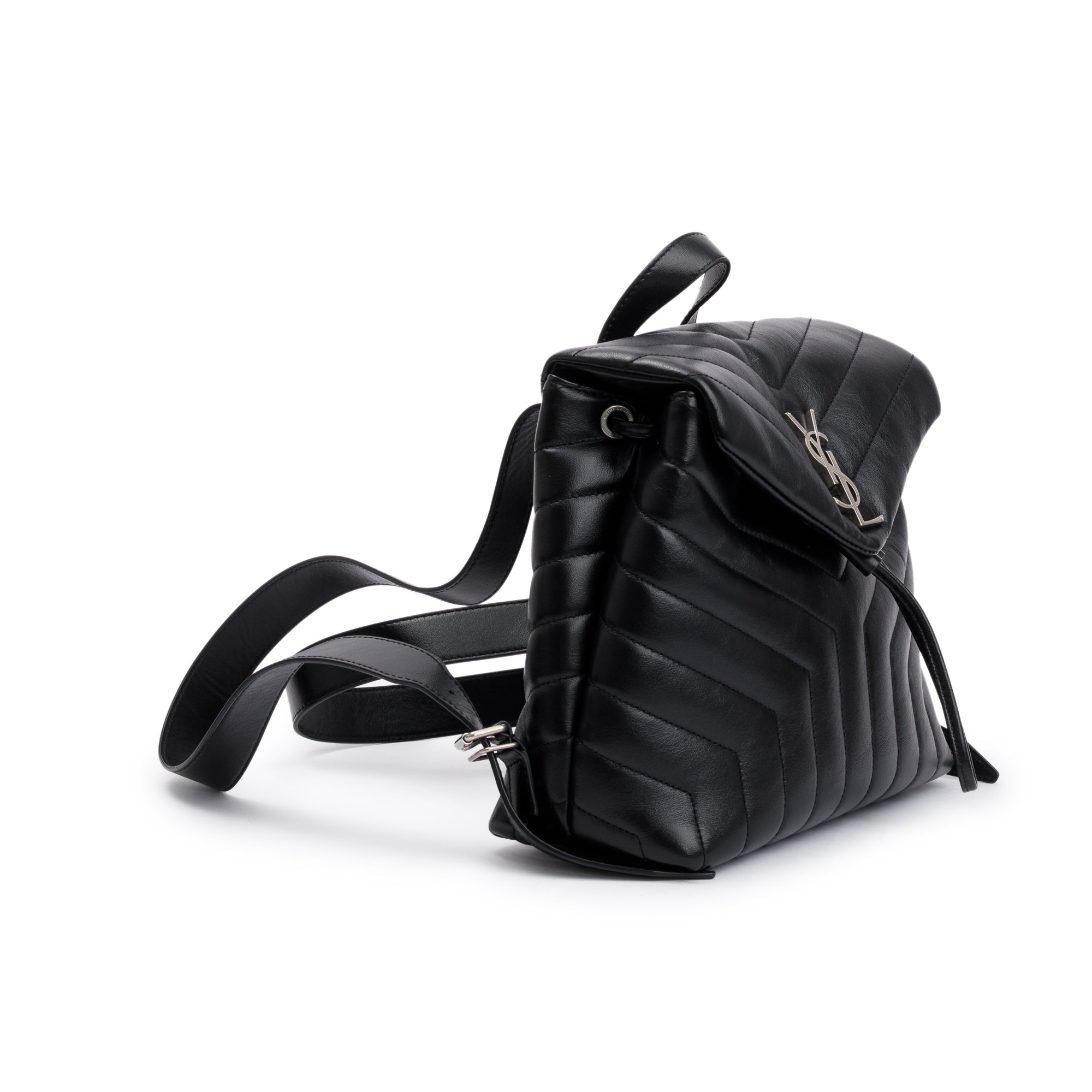 Saint Laurent Black Y Quilted Calfskin Leather Small Loulou Backpack