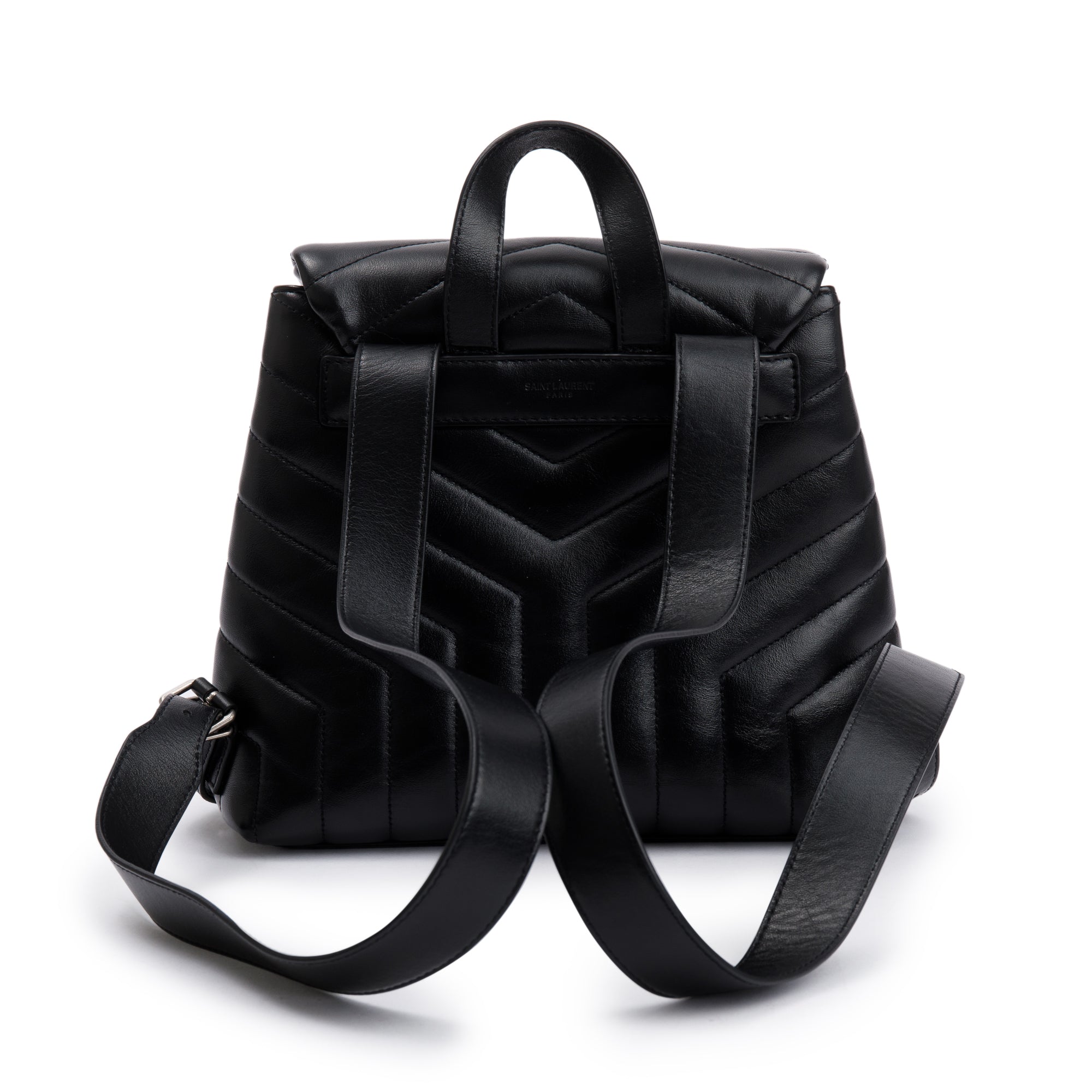 Saint Laurent Black Y Quilted Calfskin Leather Small Loulou Backpack