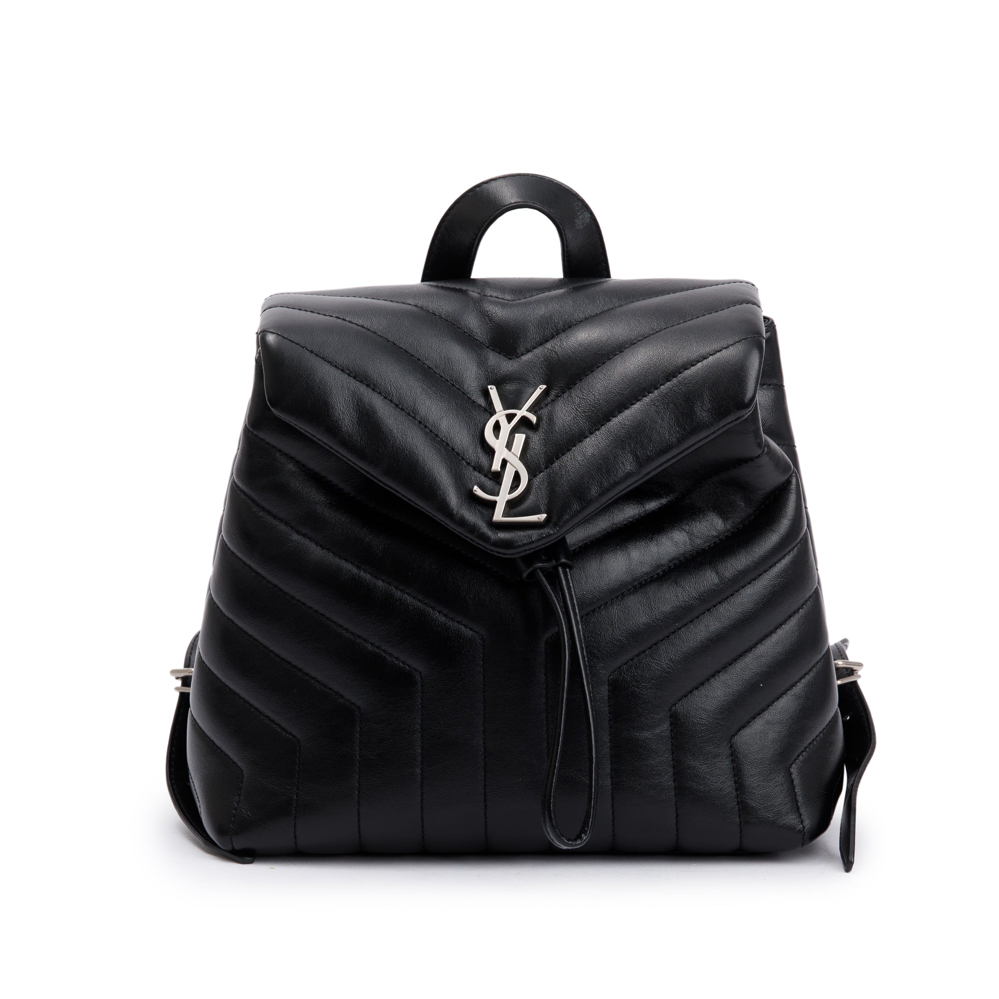 Saint Laurent Black Y Quilted Calfskin Leather Small Loulou Backpack