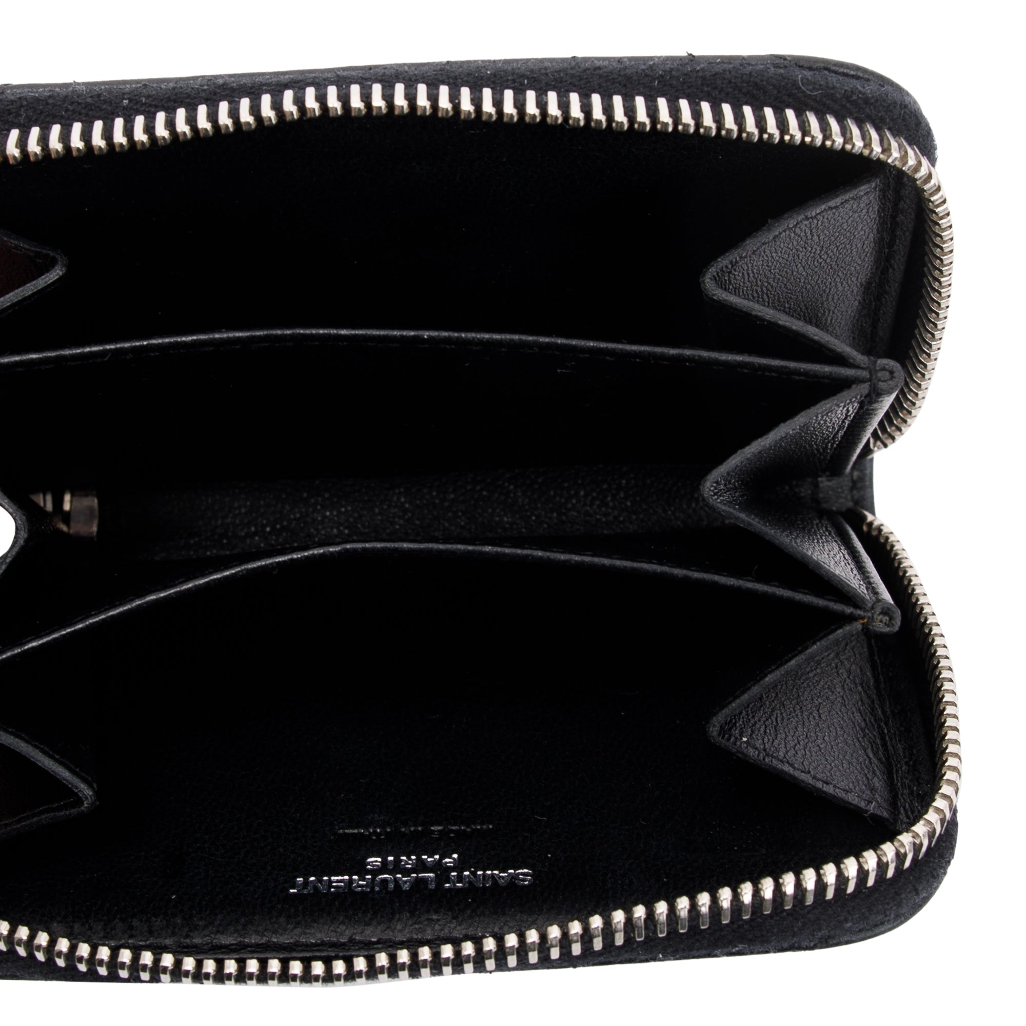 Saint Laurent Black Y Quilted Leather Coin Card Wallet w/ Box