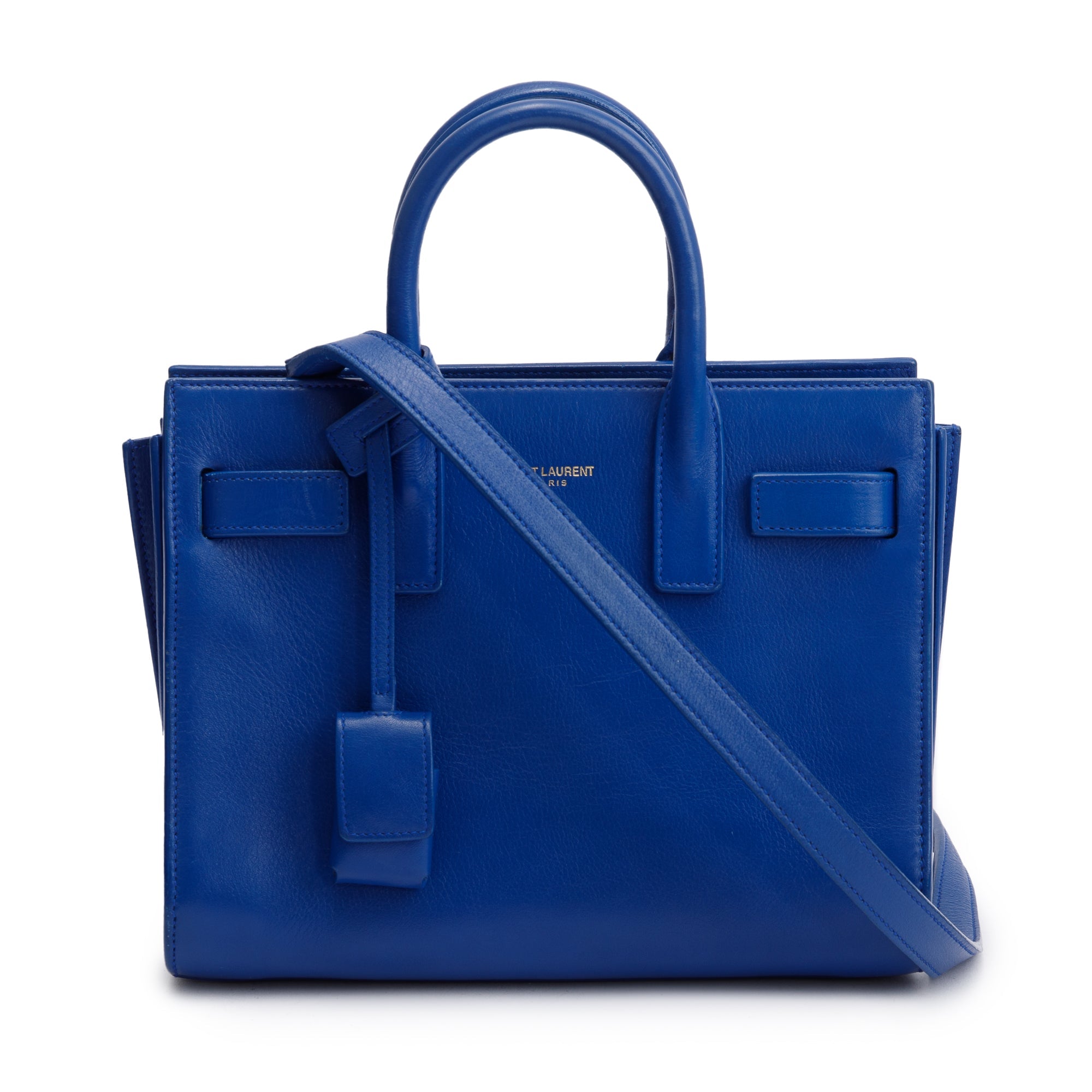 Saint Laurent Blue Smooth Leather Nano Sac De Jour w/ Strap