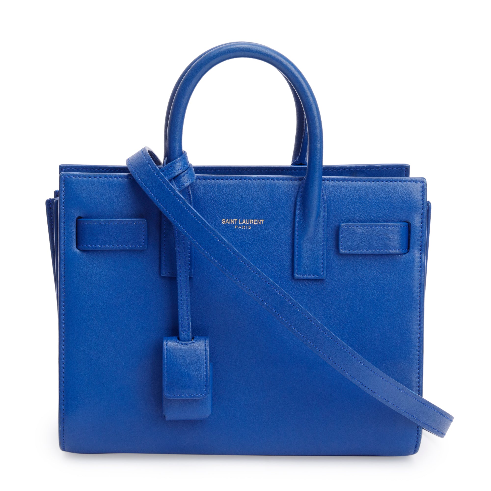 Saint Laurent Blue Smooth Leather Nano Sac De Jour w/ Strap