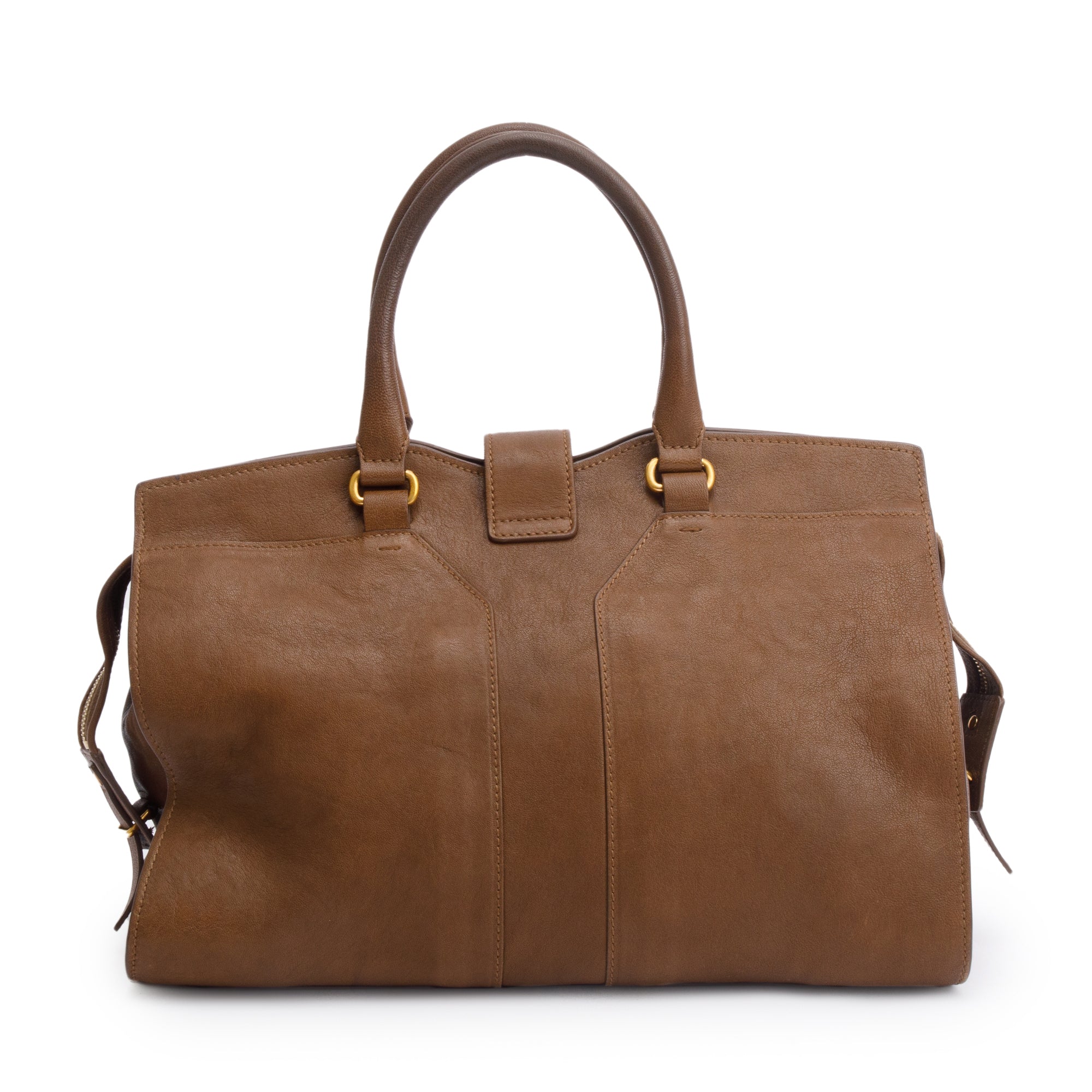 Saint Laurent Brown Calfskin Leather Medium Chyc Cabas Tote Bag