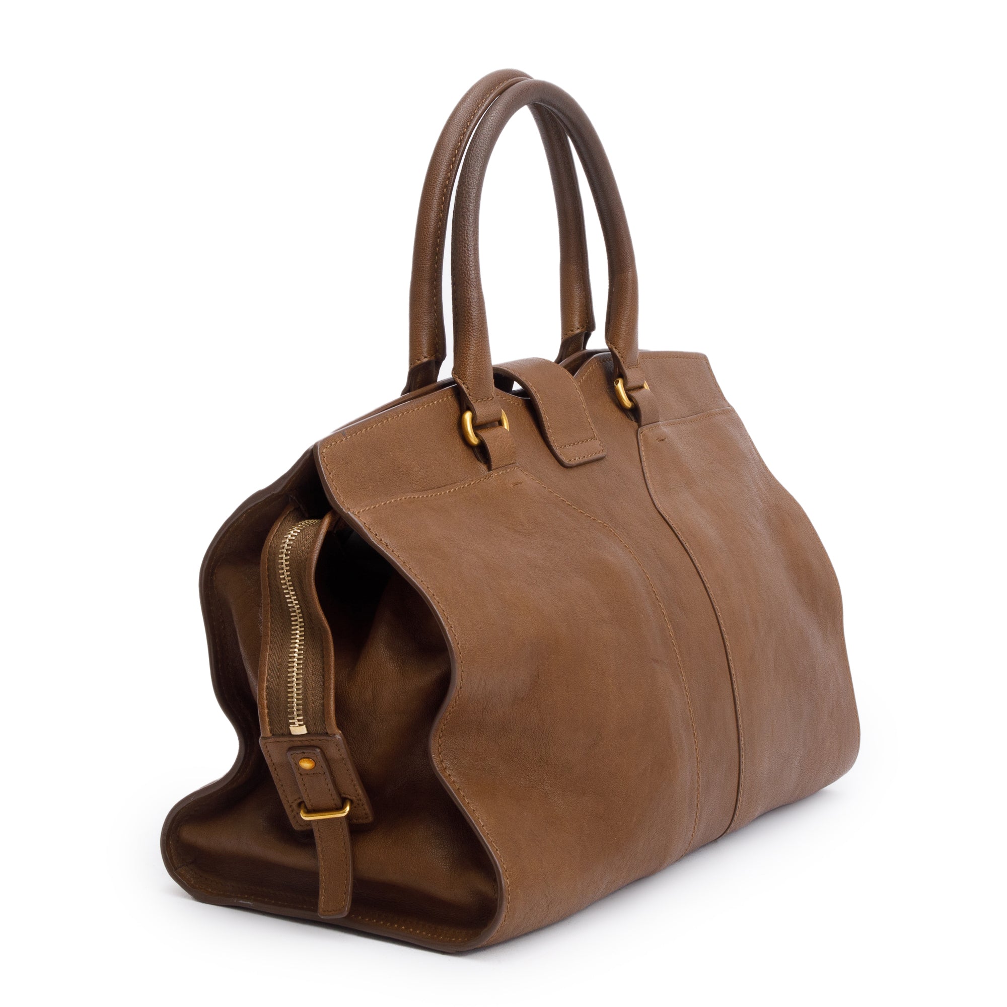 Saint Laurent Brown Calfskin Leather Medium Chyc Cabas Tote Bag