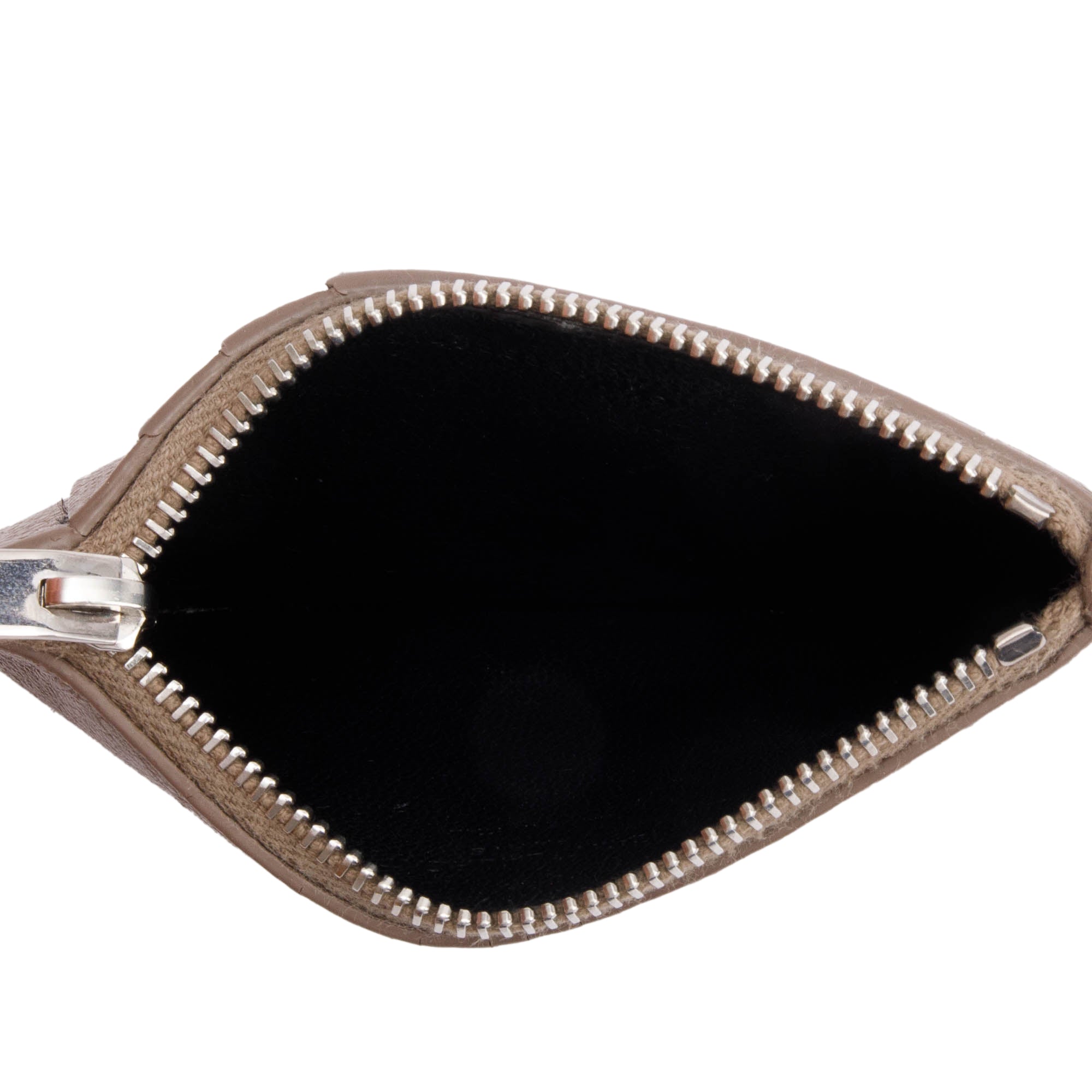 Saint Laurent Brown Grain De Poudre Paris Fragments Zipped Card Case w/ Box