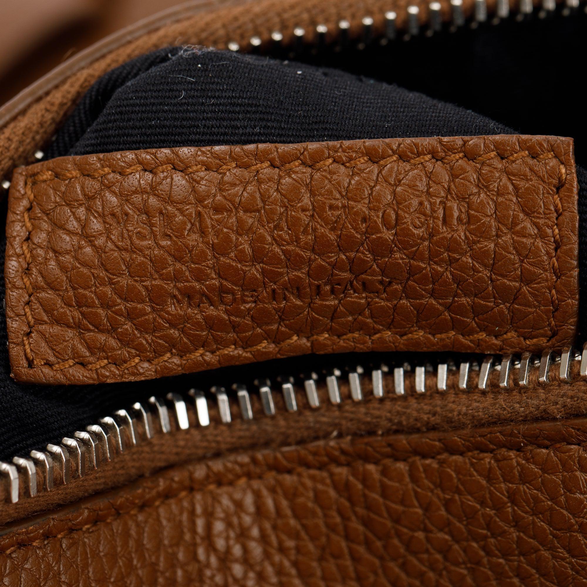 Saint Laurent Brown Grained Calfskin Leather Baby Sac De Jour w/ Strap & Pouch