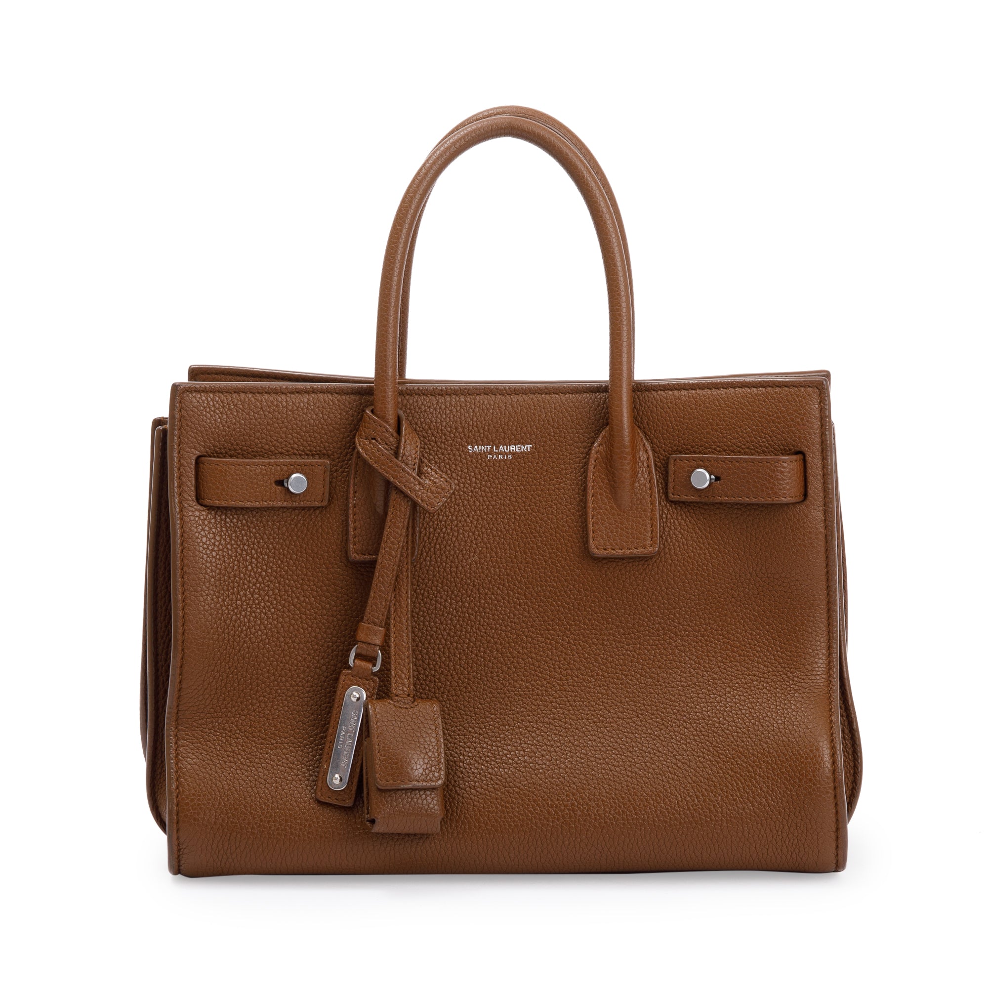 Saint Laurent Brown Grained Calfskin Leather Baby Sac De Jour w/ Strap & Pouch