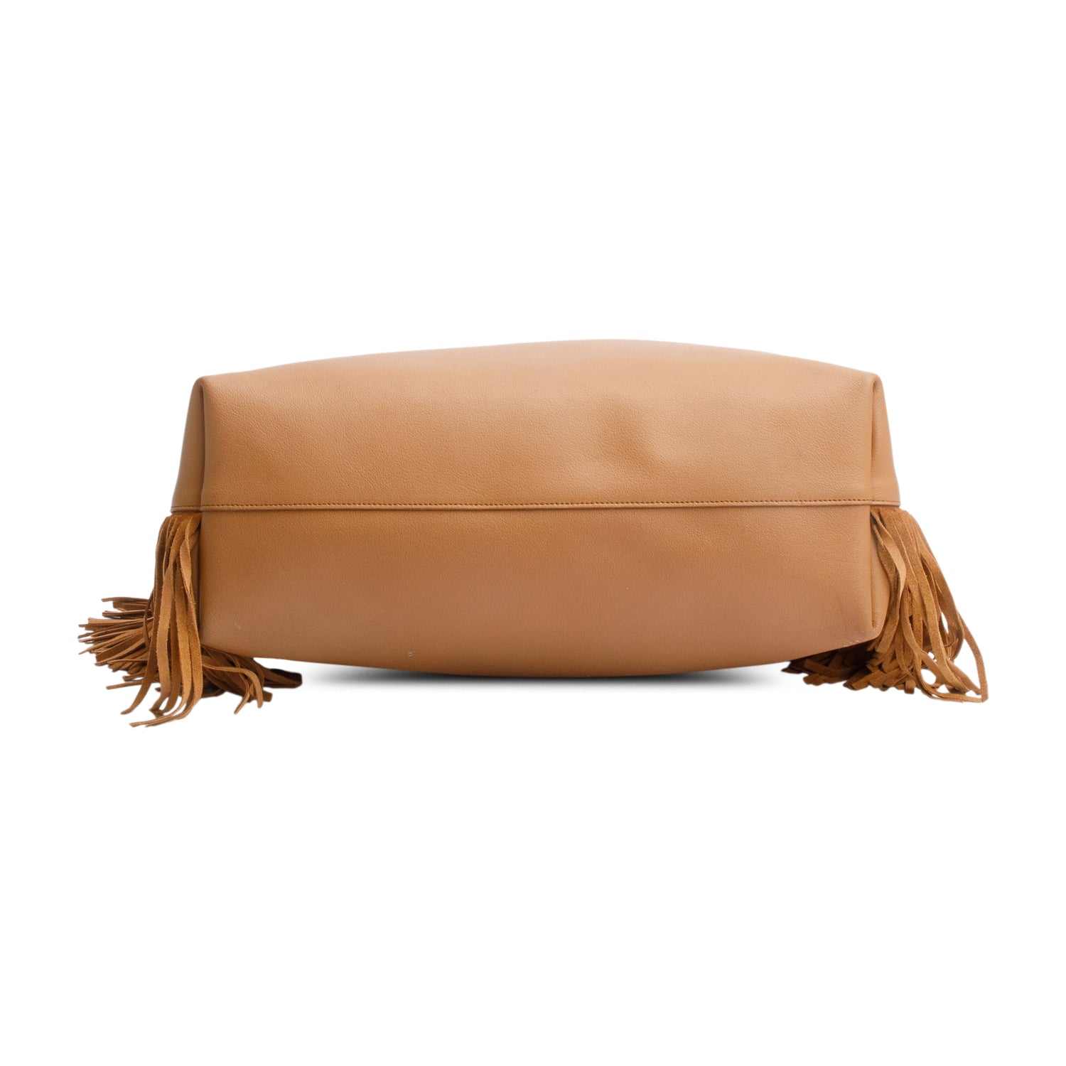 Saint Laurent Brown Leather Fringe E/W Shopping Tote w/ Pouch