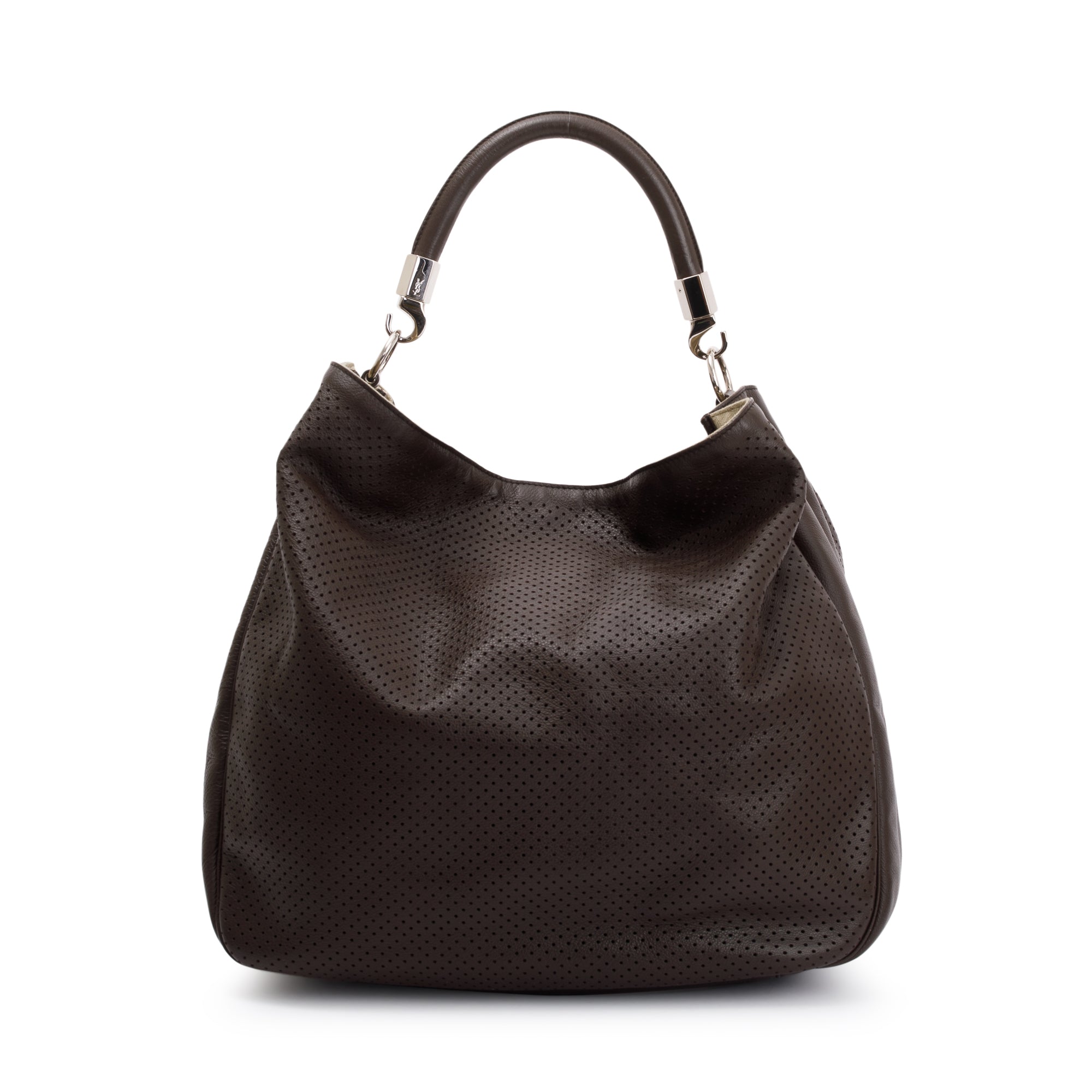 Saint Laurent Brown Perforated Leather Roady Hobo