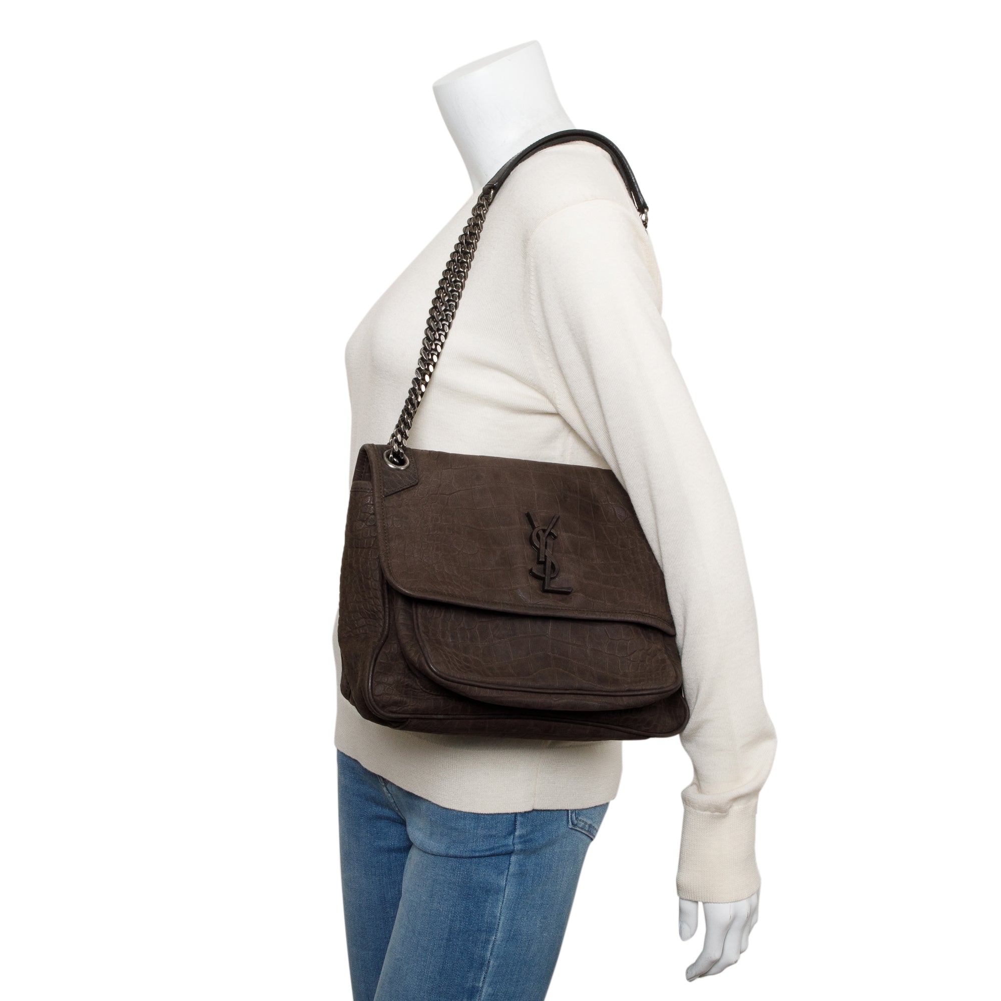 Saint Laurent Brown Suede Medium Niki Shoulder Bag