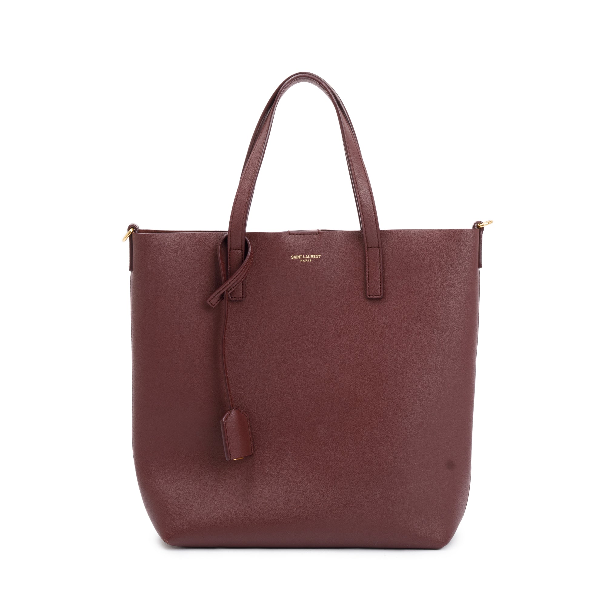 Saint Laurent Burgandy Leather Toy Shopping Tote w/ Strap