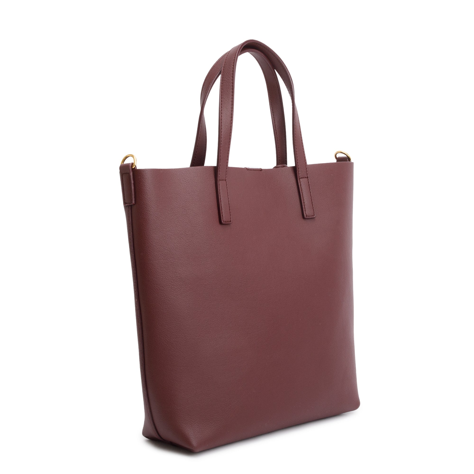 Saint Laurent Burgundy Calfskin Leather Toy Shopping Tote w/ Strap