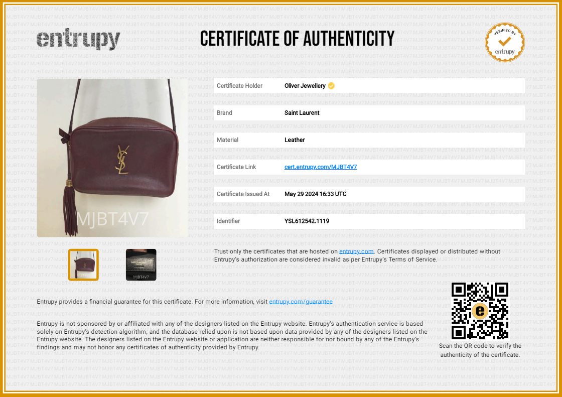 Saint Laurent Burgundy Monogram Leather Small Lou Camera Bag