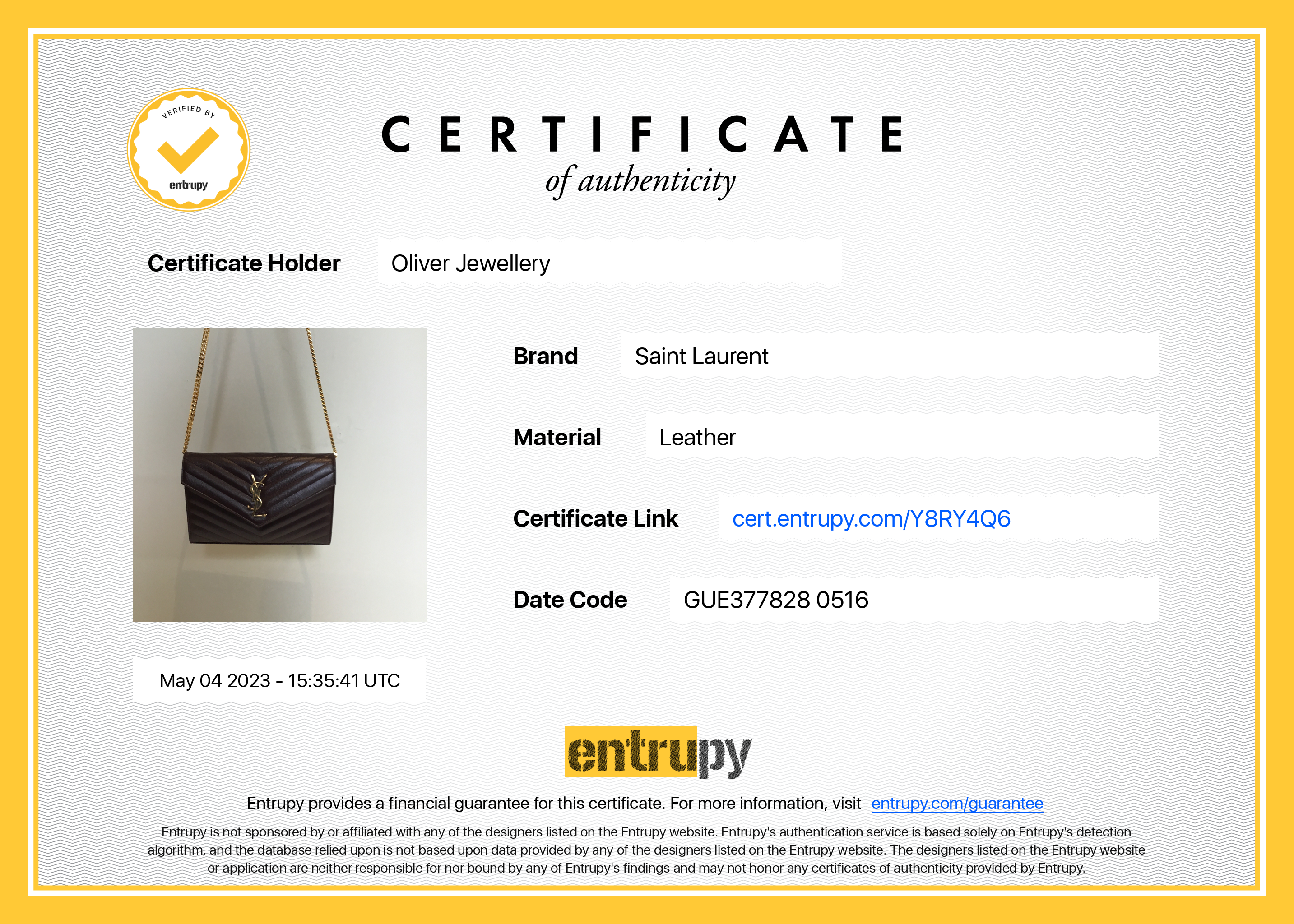 Saint Laurent Cassandre Matelasse Chain Wallet