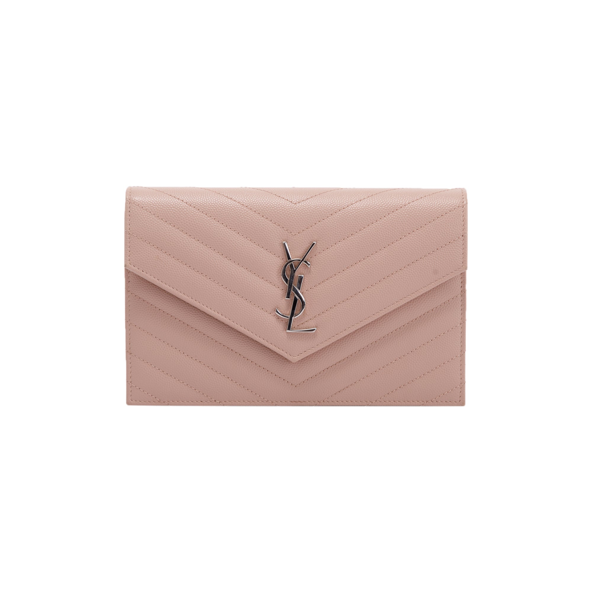 Saint Laurent Cassandre Matelasse Envelope Chain Wallet