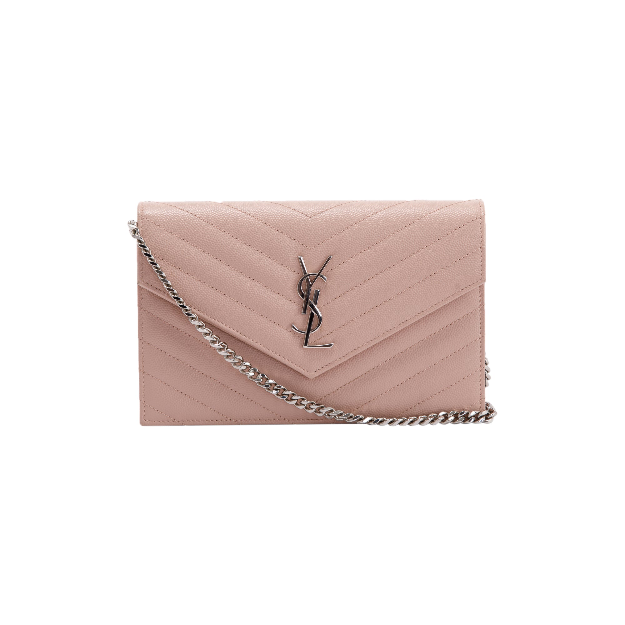 Saint Laurent Cassandre Matelasse Envelope Chain Wallet