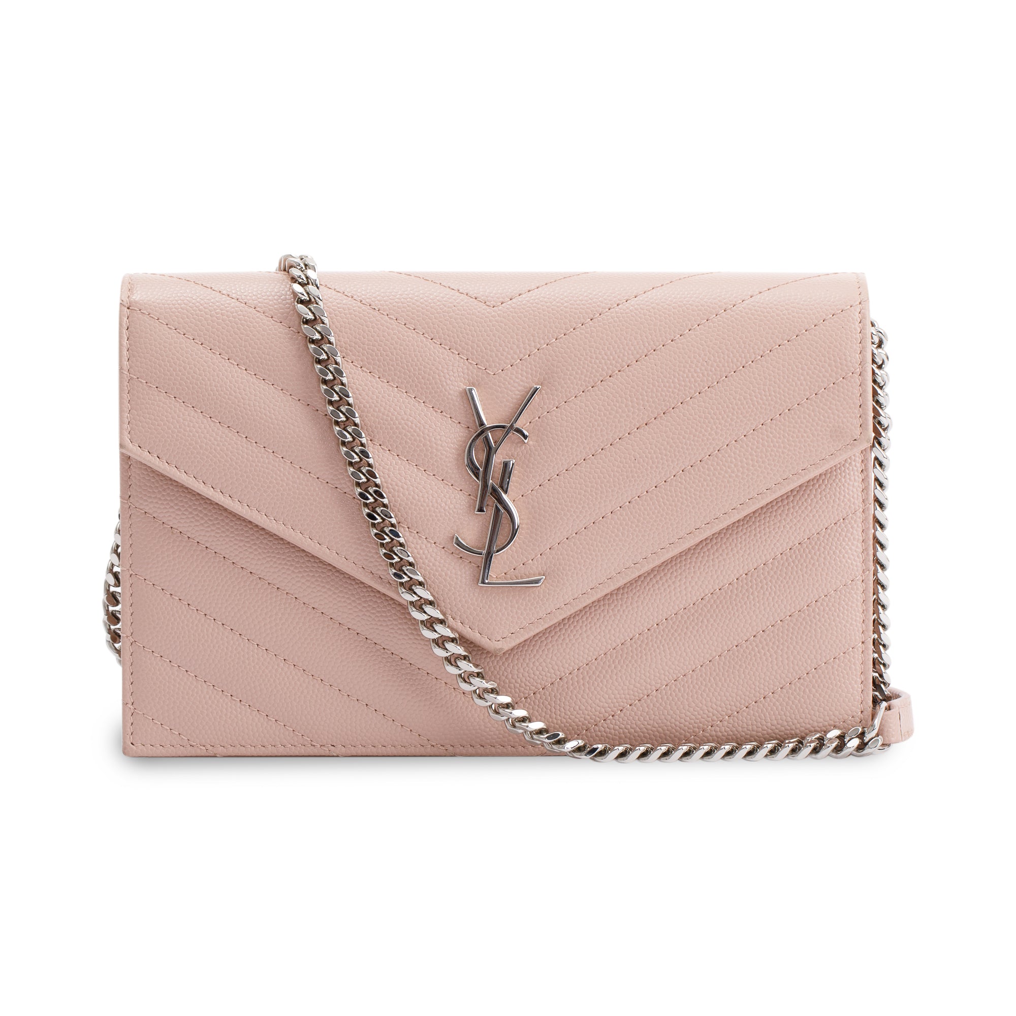 Saint Laurent Cassandre Matelasse Envelope Chain Wallet