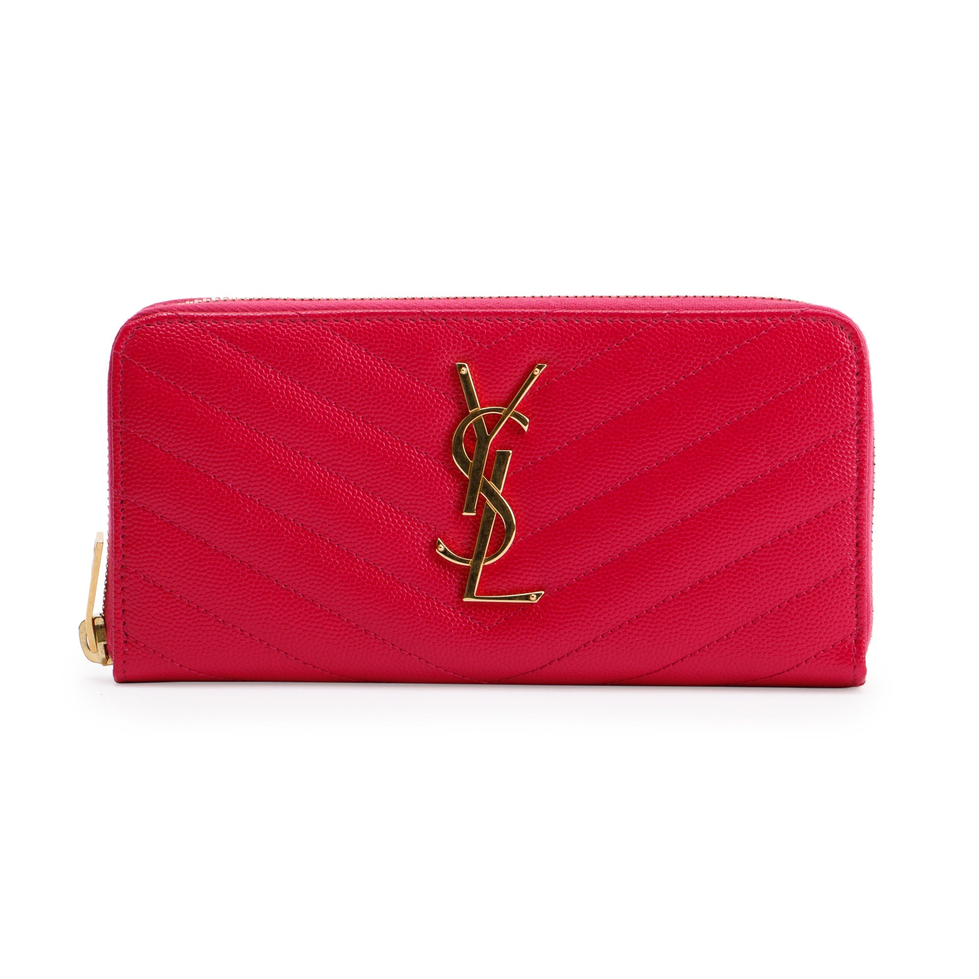Saint Laurent Cassandre Matelasse Zip Around Leather Wallet