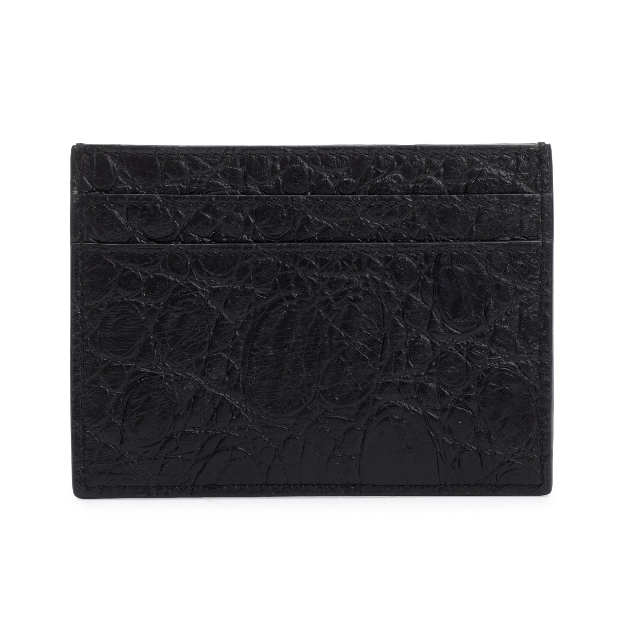 Saint Laurent Crocodile Embossed Leather Card Holder w/ Box