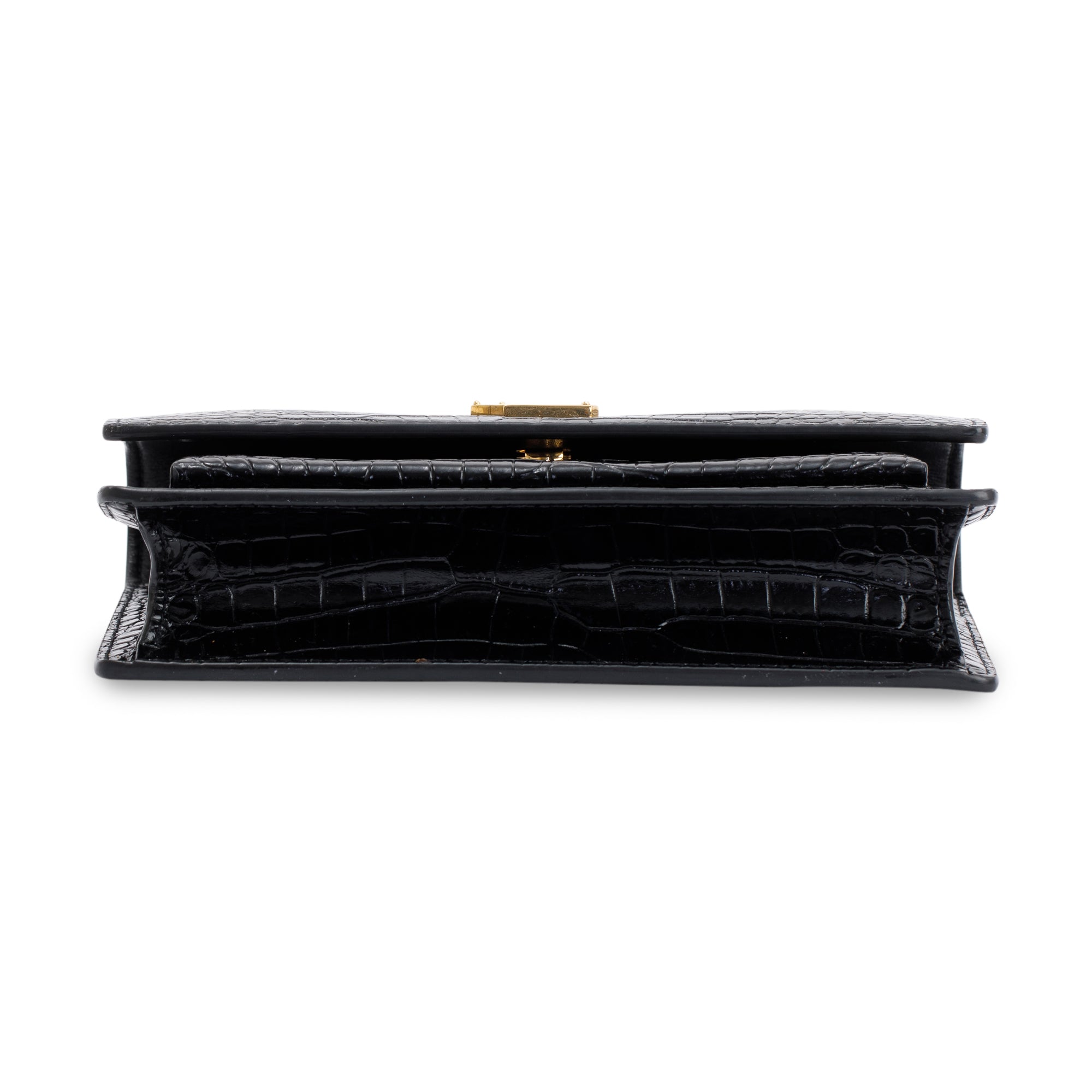 Saint Laurent Crocodile Embossed Sunset Chain Wallet W/O Strap