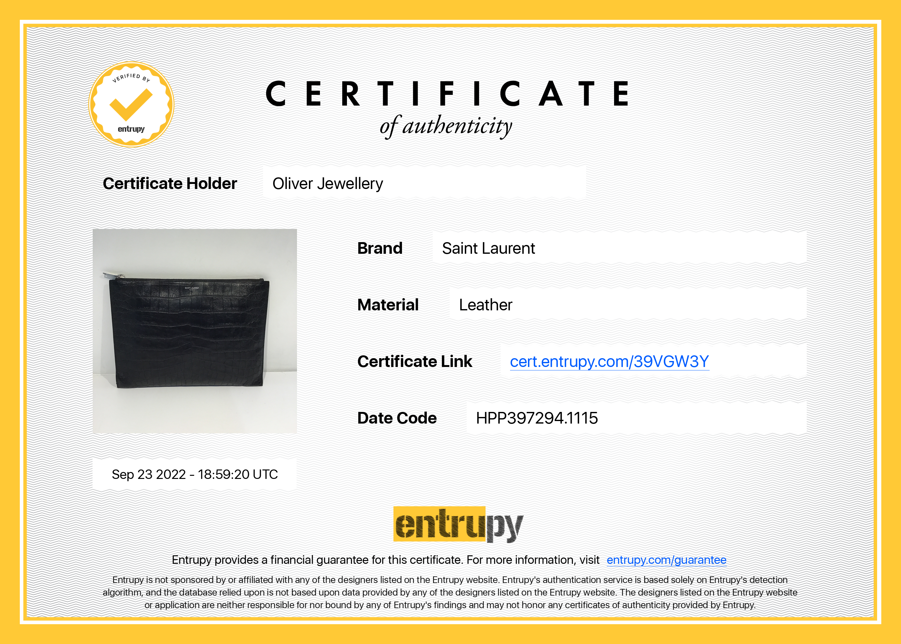 Saint Laurent Crocodile Embossed Zip Tablet Holder