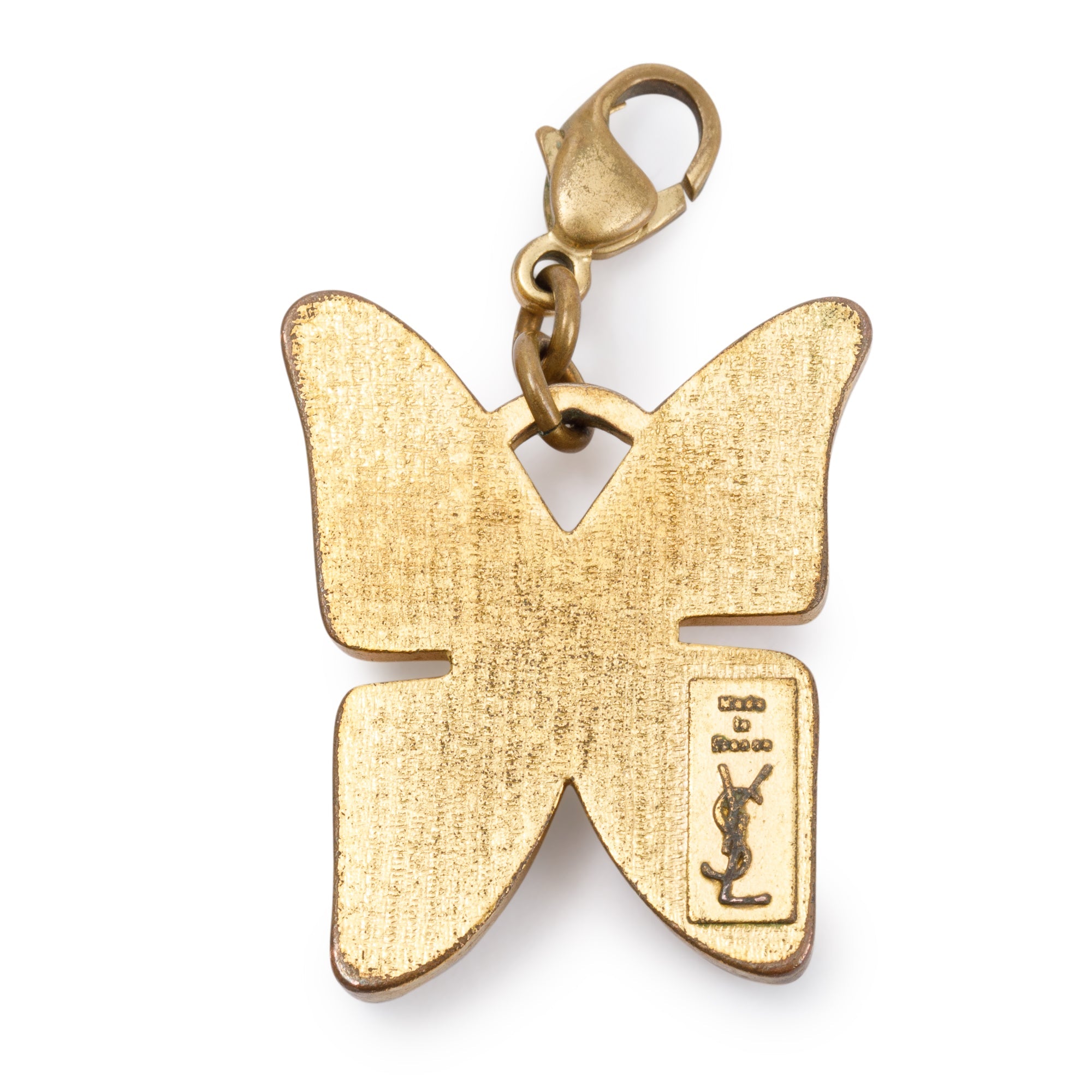 Saint Laurent Gold-Plated Metal Burgundy Butterfly Charm
