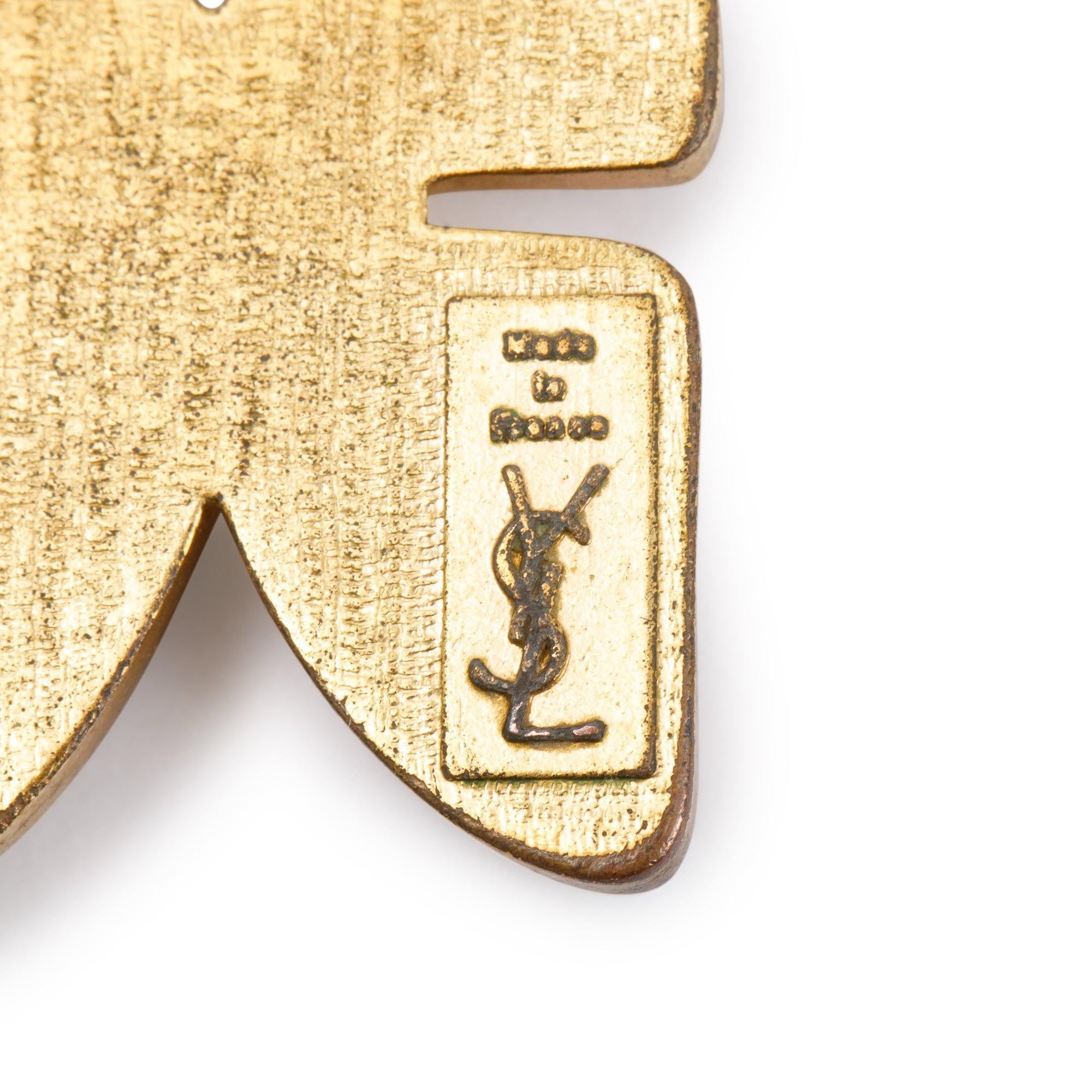 Saint Laurent Gold-Plated Metal Burgundy Butterfly Charm
