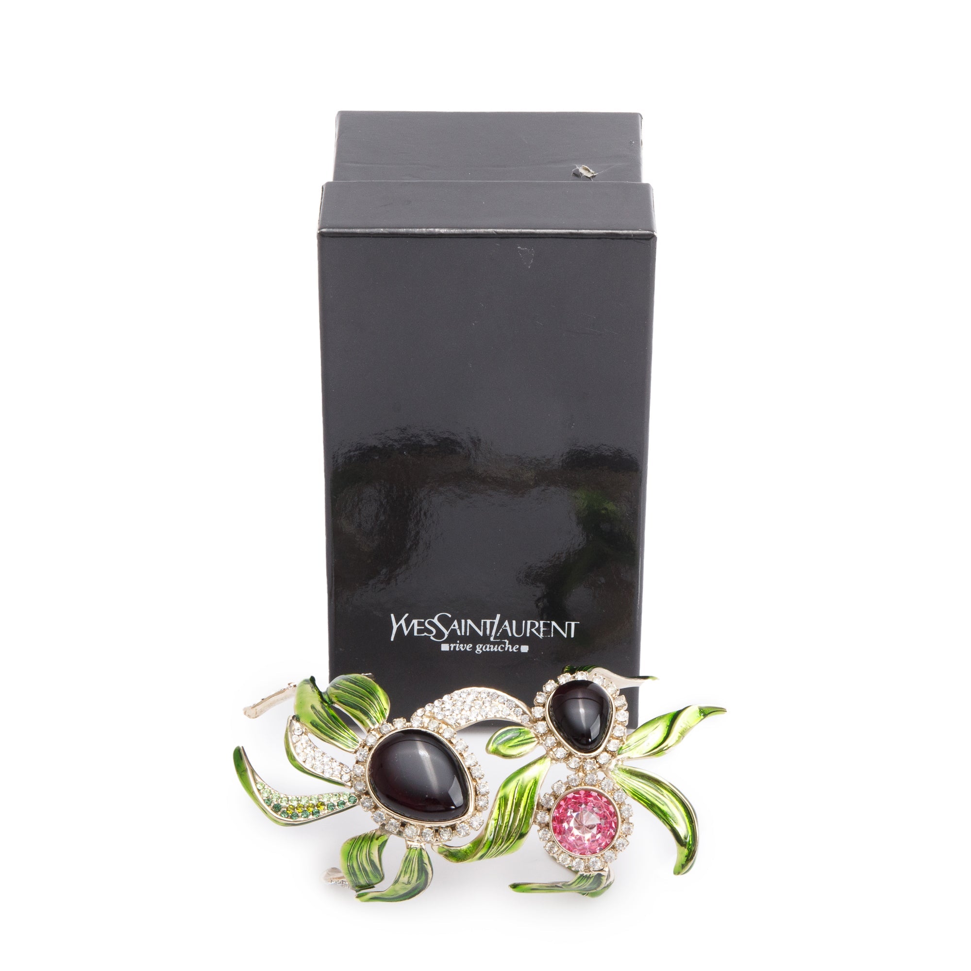 Saint Laurent Gold-Plated Orchid Flower Cuff Bracelet w/ Box