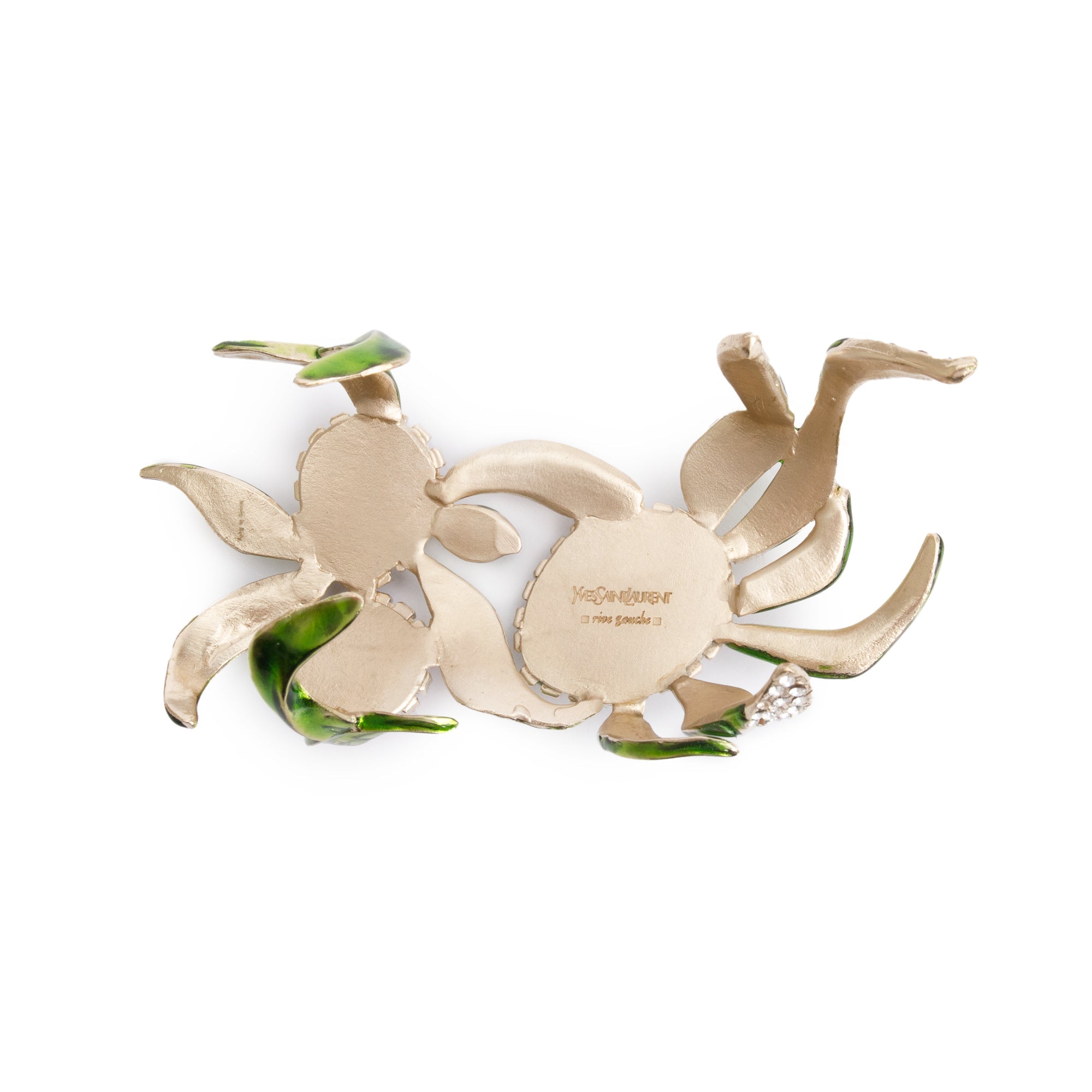 Saint Laurent Gold-Plated Orchid Flower Cuff Bracelet w/ Box