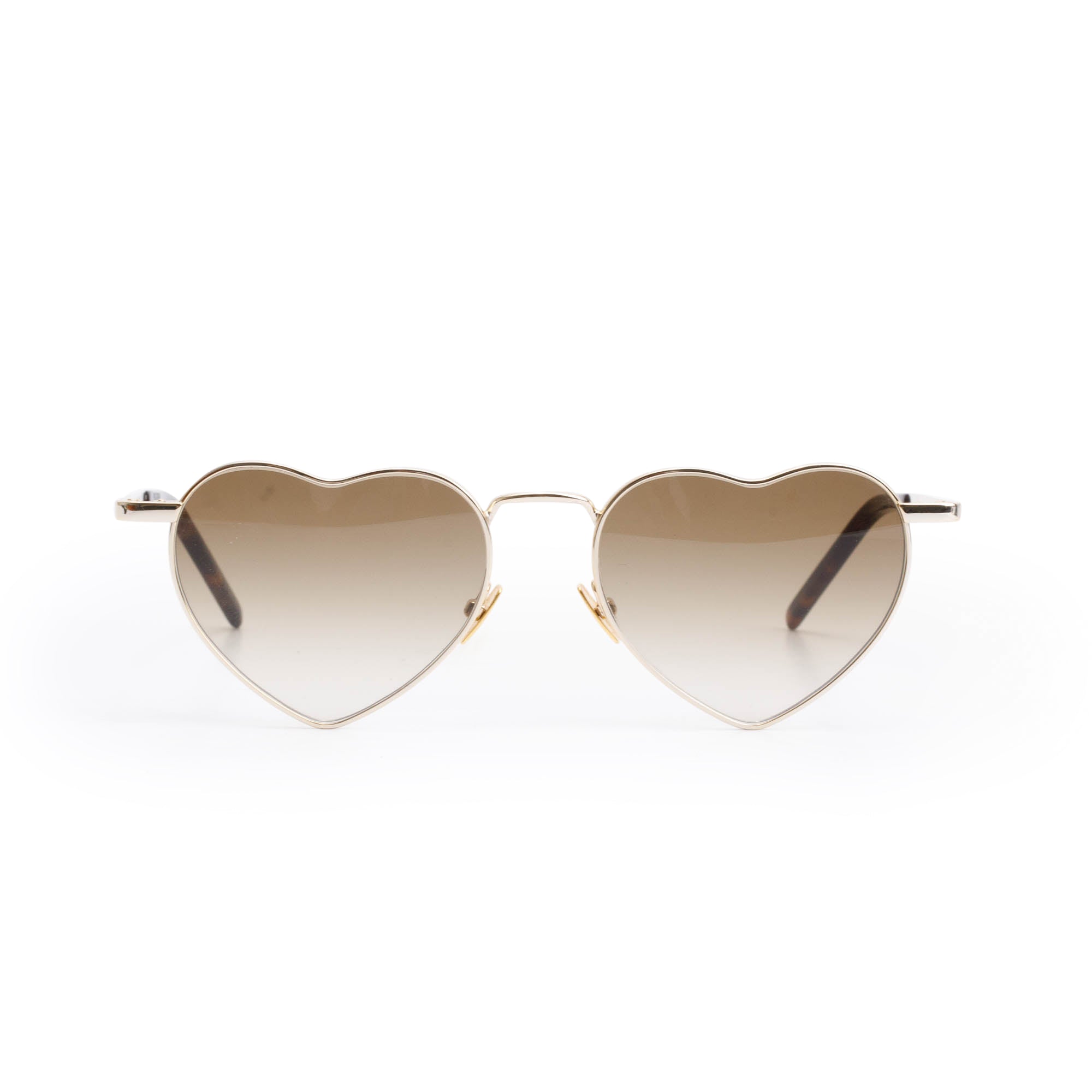 Saint Laurent Gold Tone New Wave SL 301 Loulou Heart Sunglasses w/ Case