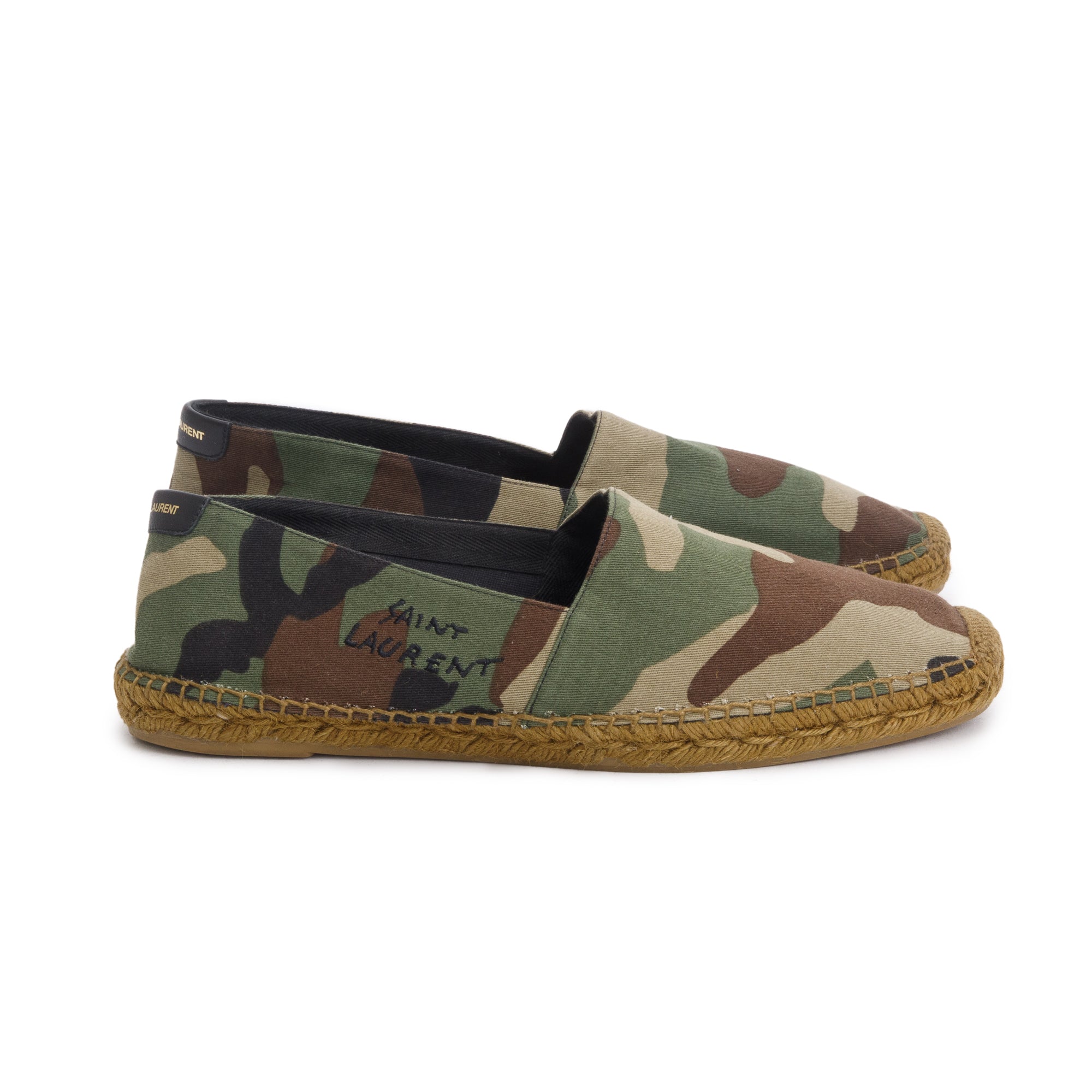 Saint Laurent Green Camouflage Canvas Espadrilles, Size 42