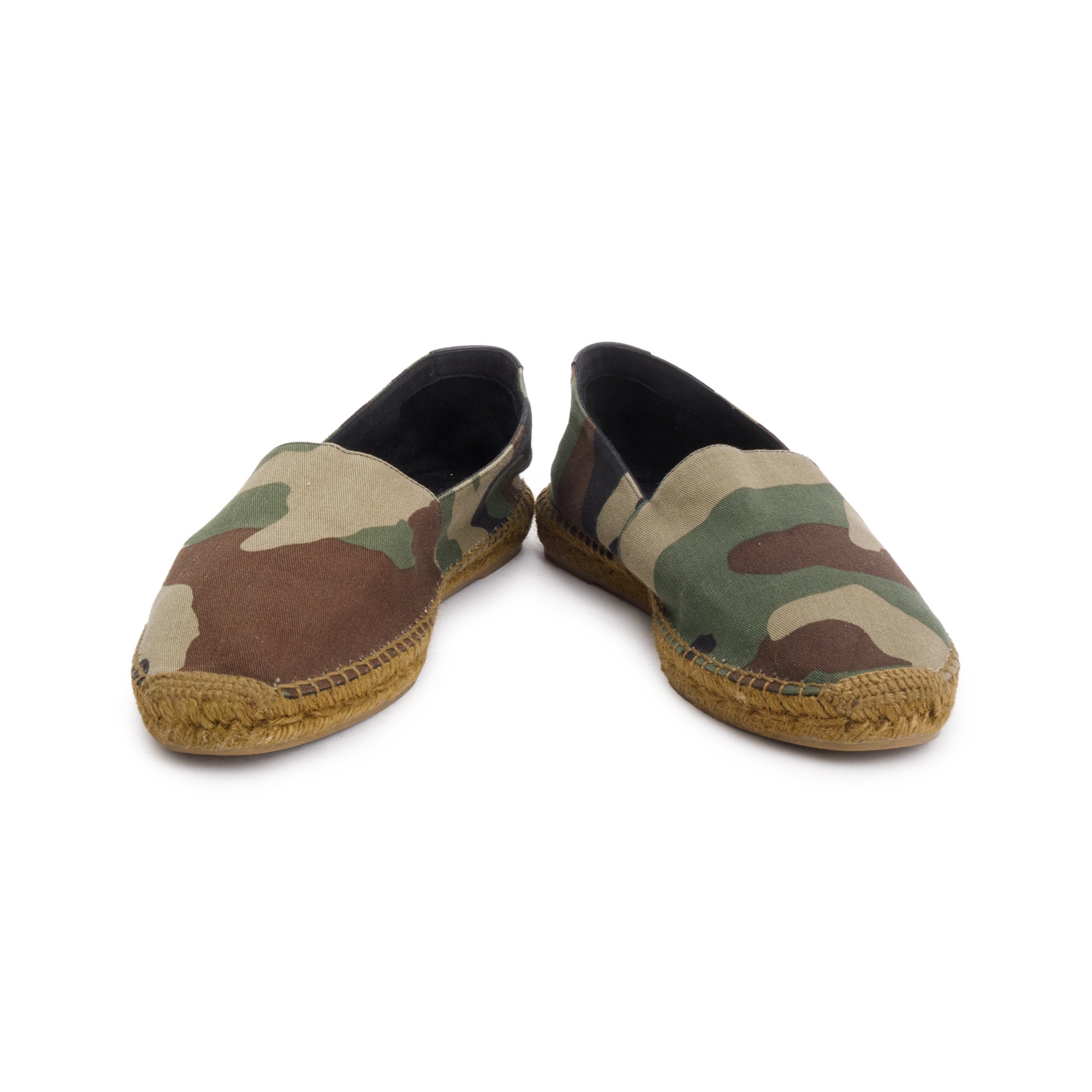 Saint Laurent Green Camouflage Canvas Espadrilles, Size 42