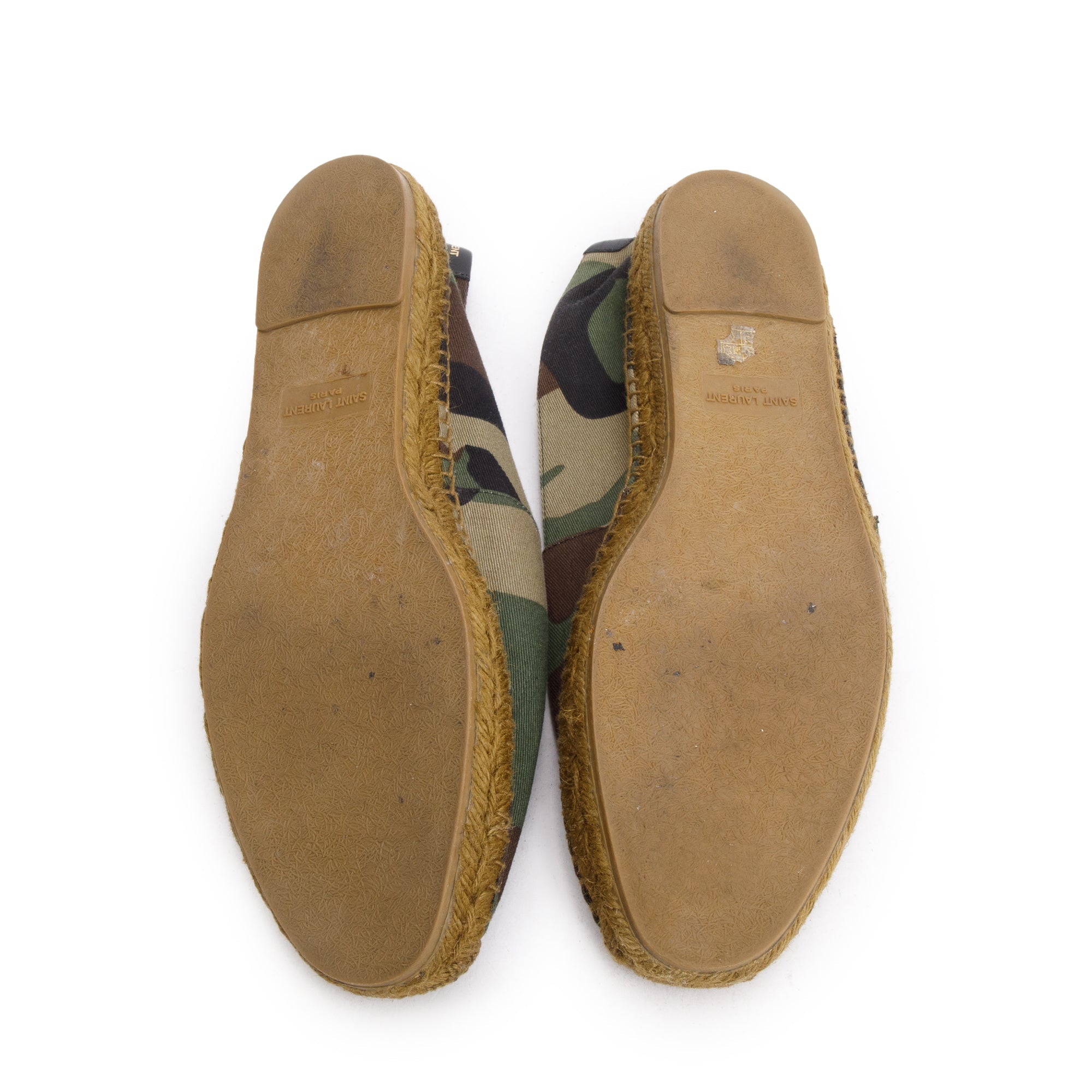 Saint Laurent Green Camouflage Canvas Espadrilles, Size 42