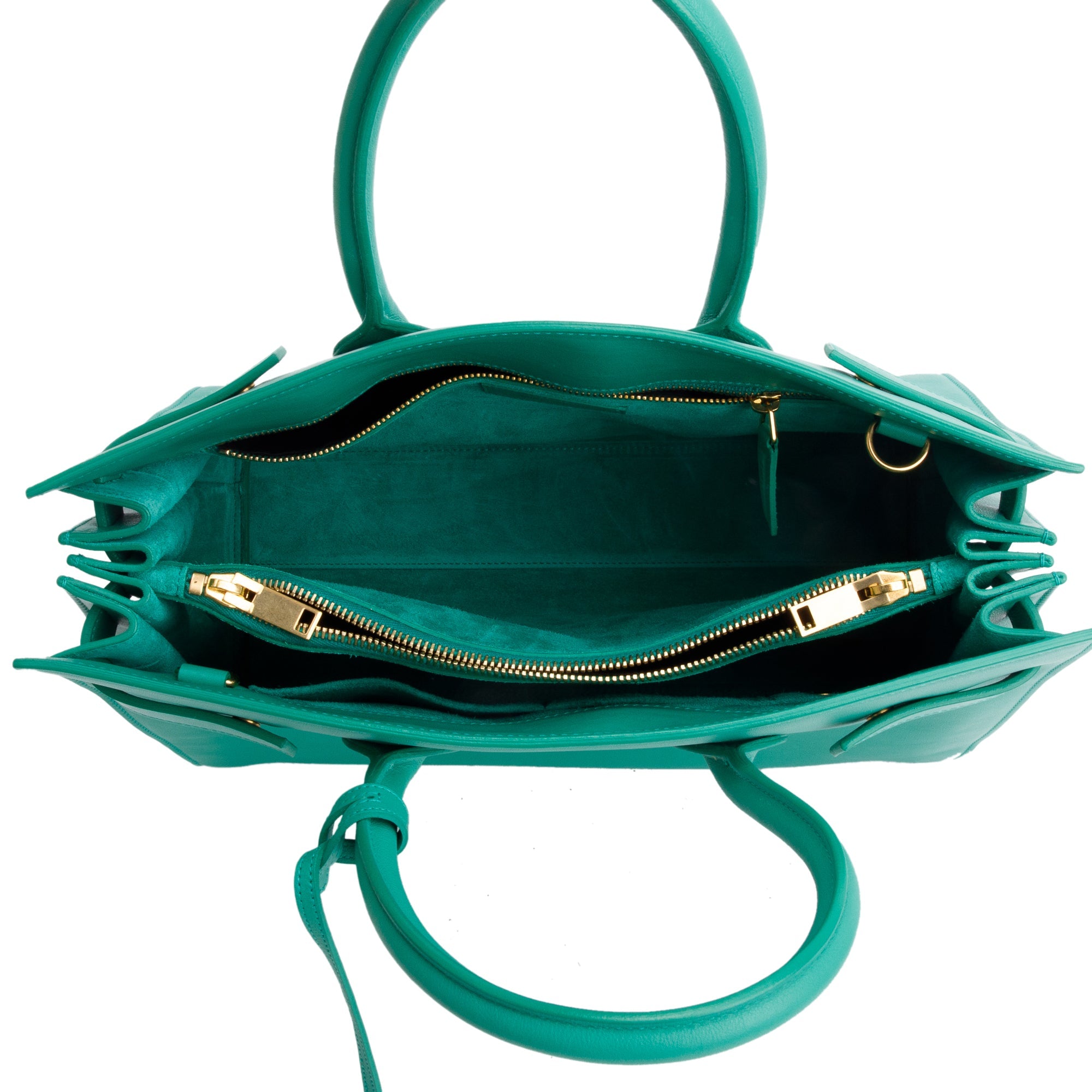 Saint Laurent Green Leather Small Sac De Jour w/ Strap