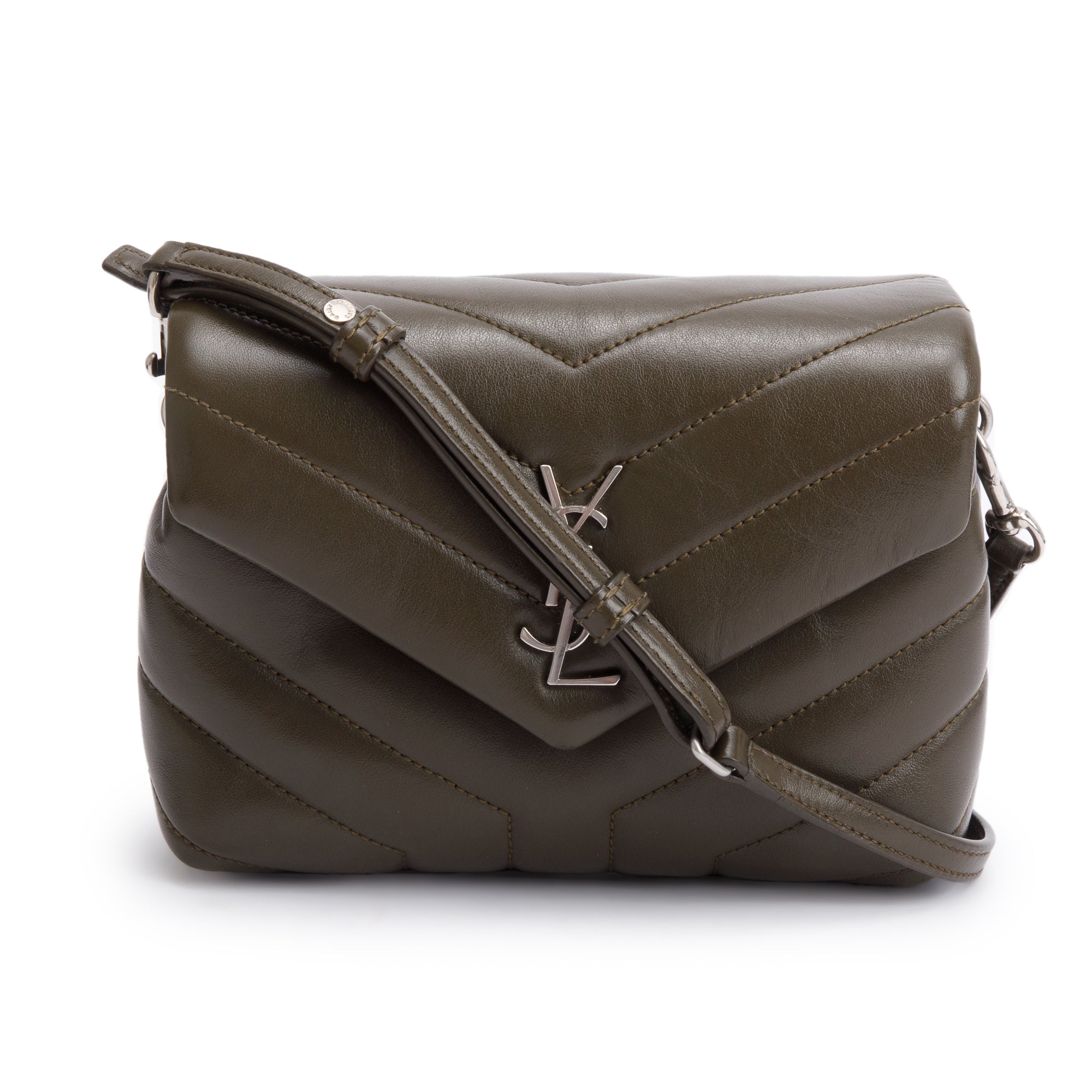 Saint Laurent Green Monogram Matelasse Toy Loulou Crossbody Bag