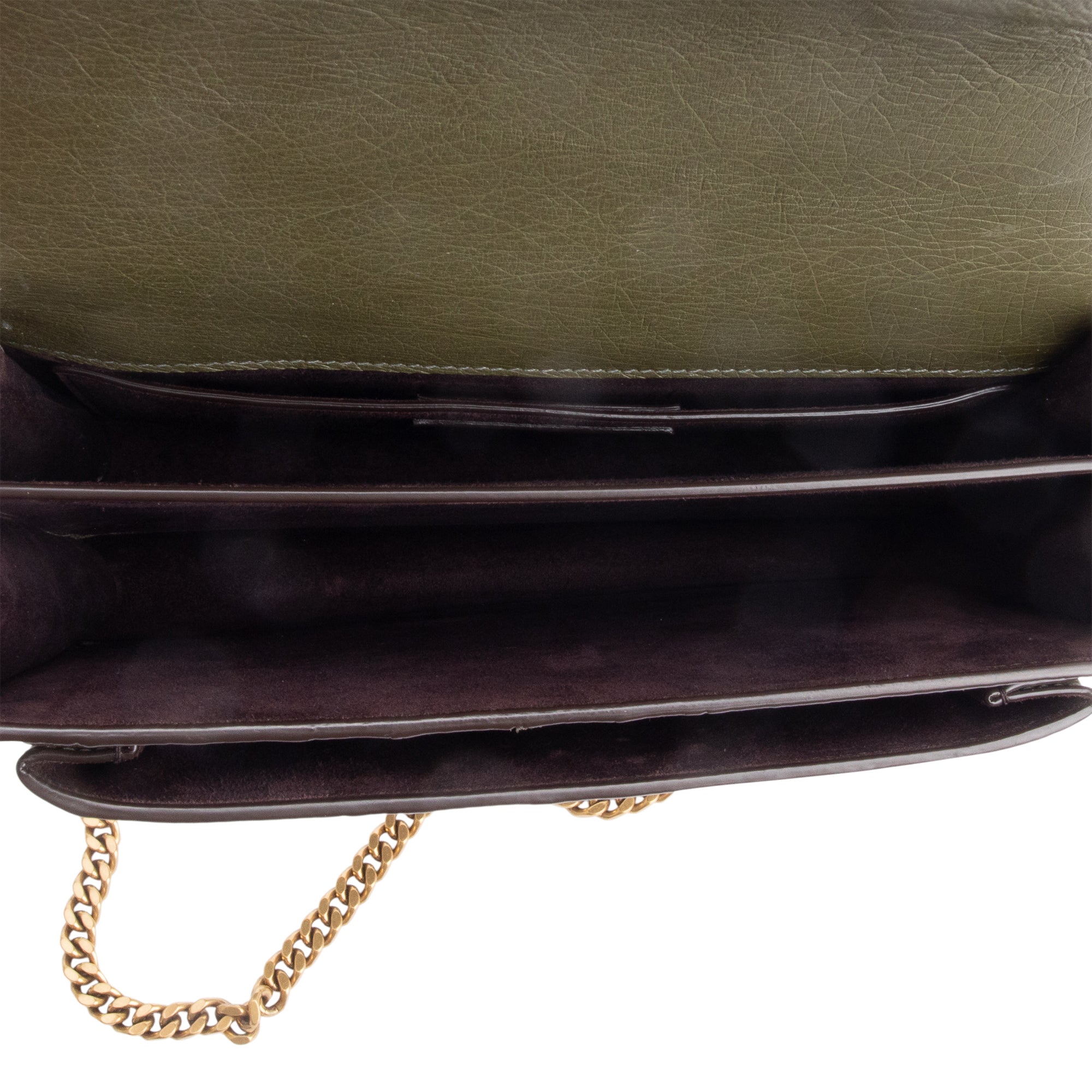 Saint Laurent Green Ostrich Medium Sunset Shoulder Bag