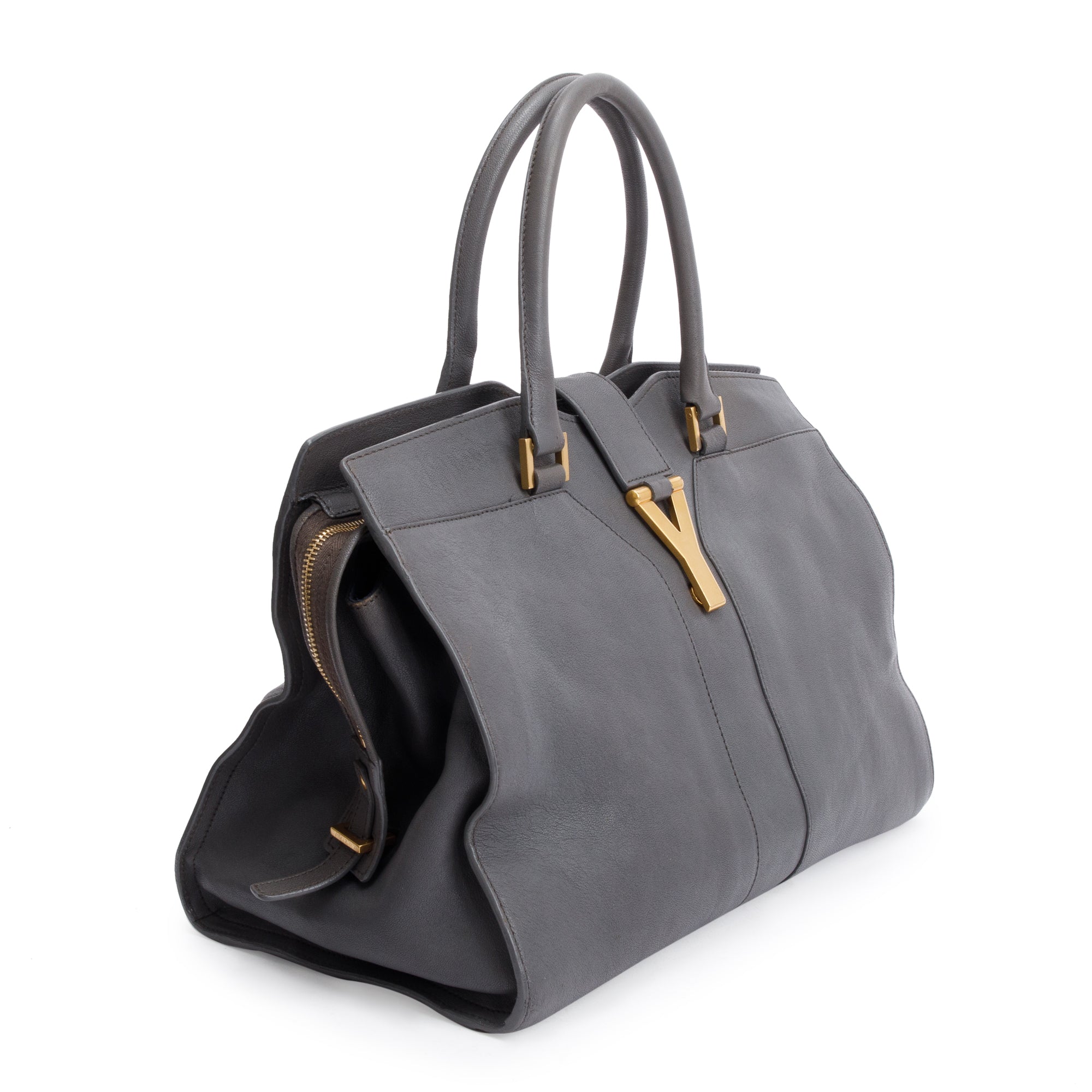 Saint Laurent Grey Calfskin Leather Medium Chyc Cabas Tote Bag