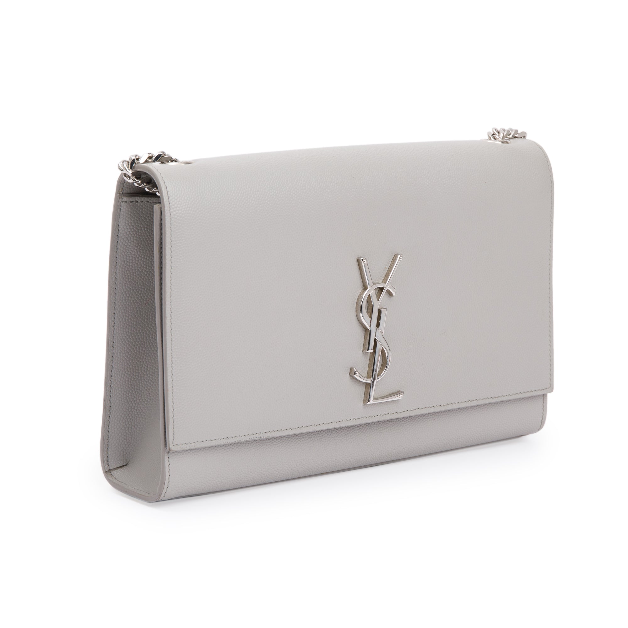 Saint Laurent Grey Grain De Poudre Leather Medium Kate Bag