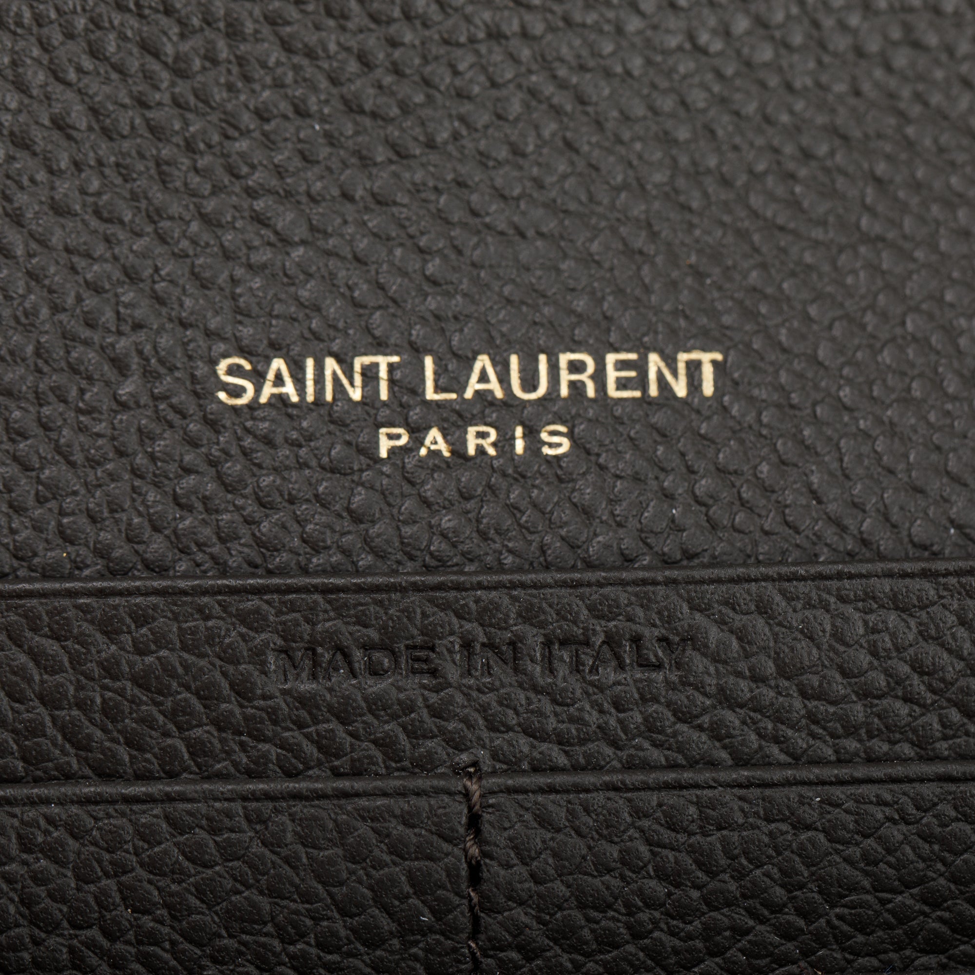 Saint Laurent Grey Grained Leather Large Flap Wallet w/ Box