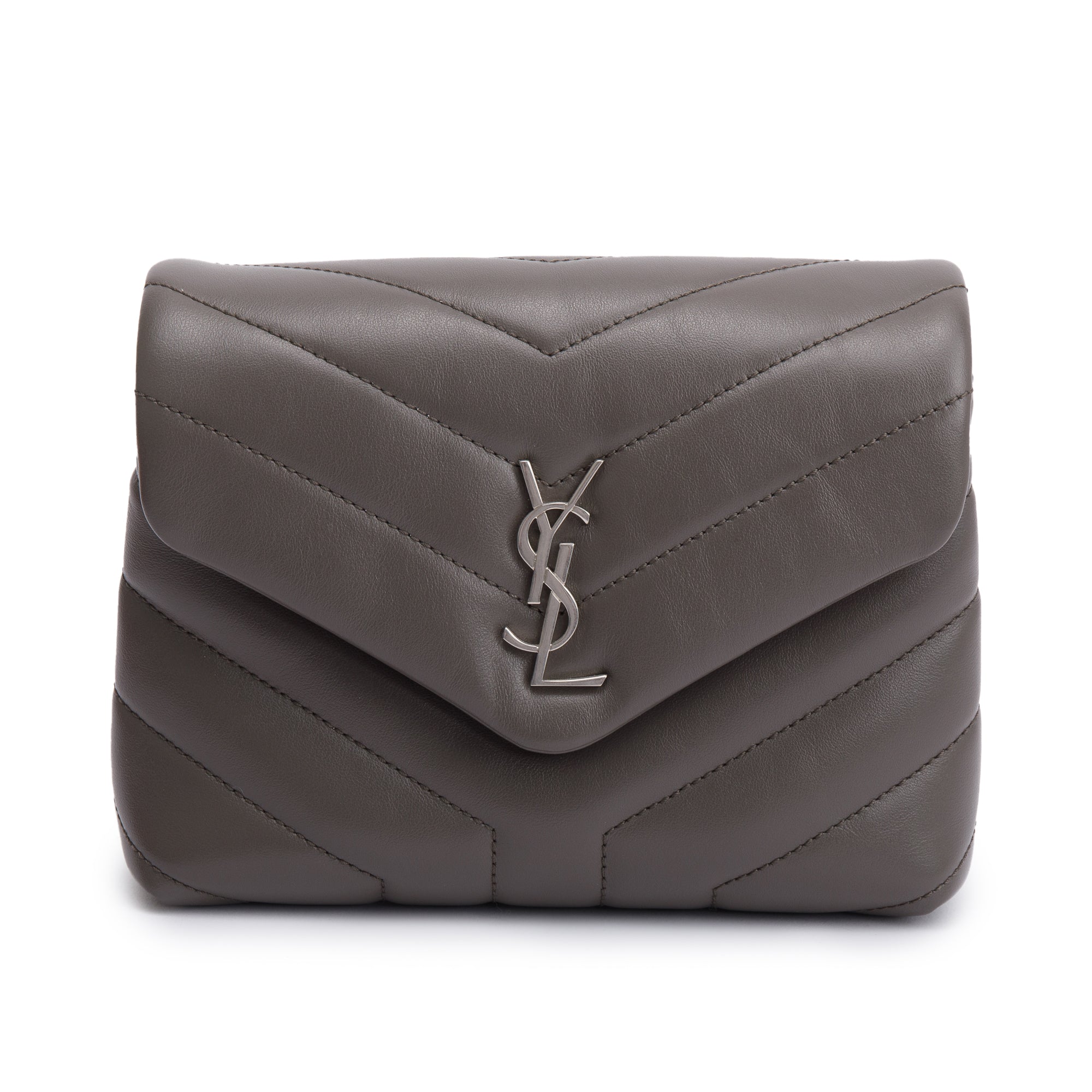 Saint Laurent Grey Monogram Matelasse Toy Loulou Crossbody Bag