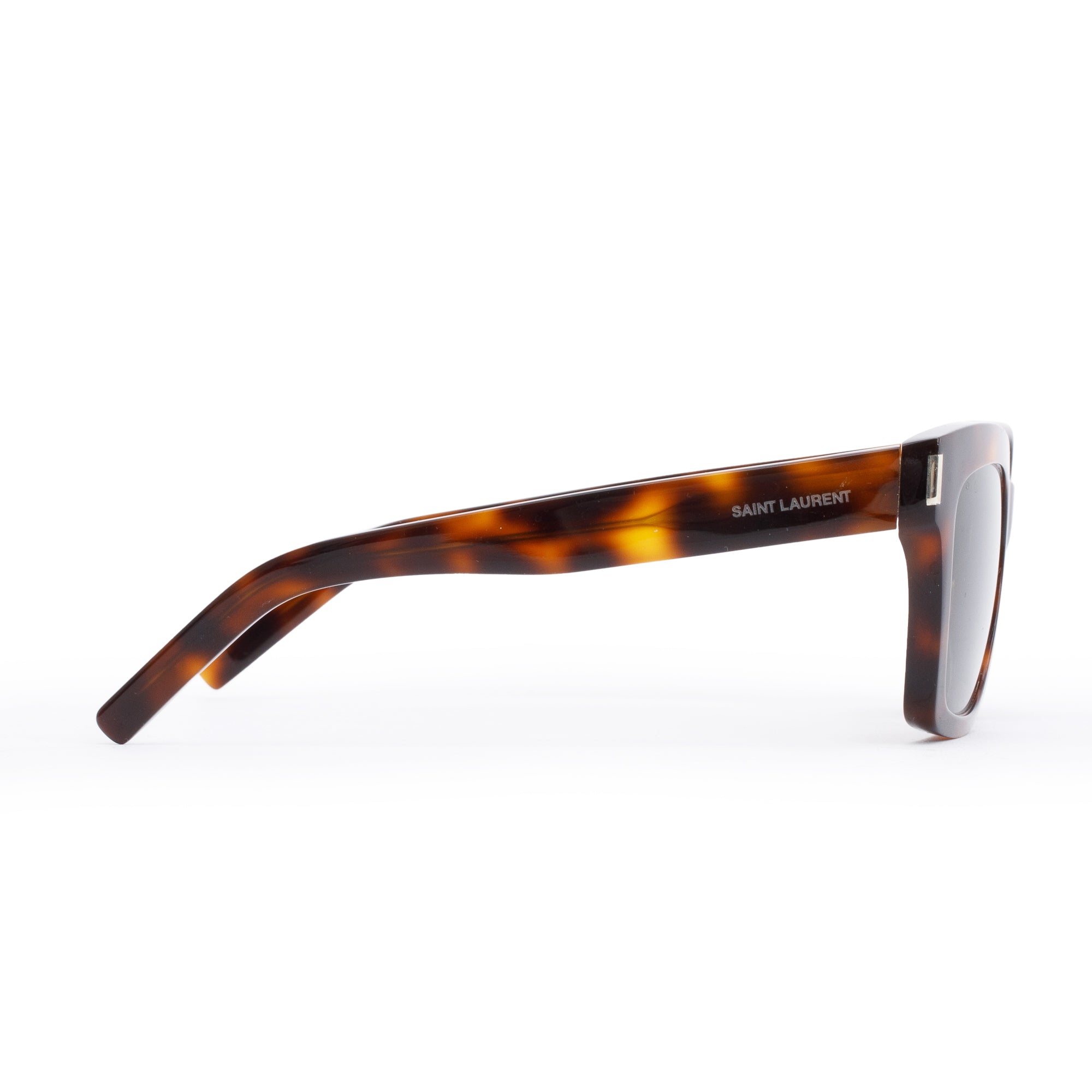 Saint Laurent Havana Acetate Bold 1 003 Square Sunglasses w/ Case