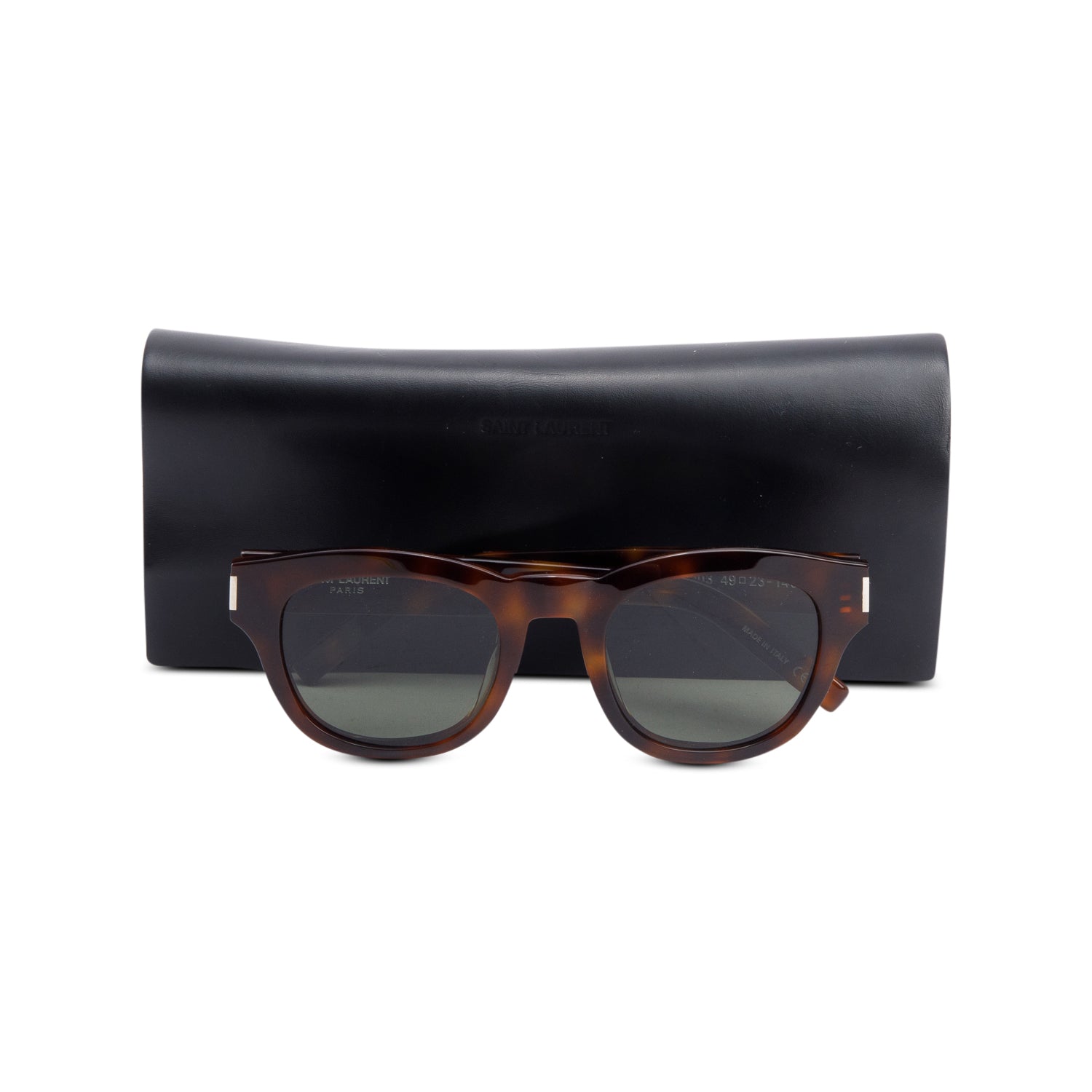 Saint Laurent Havana Acetate Bold 2 Round Sunglasses w/ Case