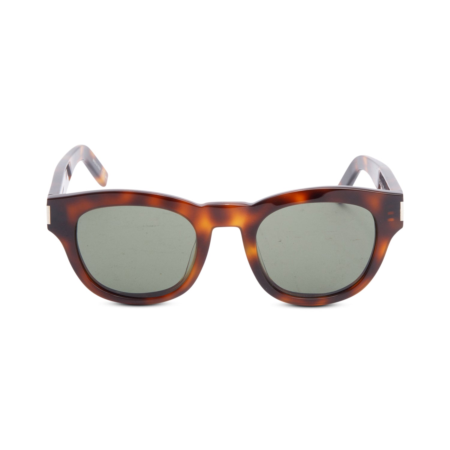 Saint Laurent Havana Acetate Bold 2 Round Sunglasses w/ Case