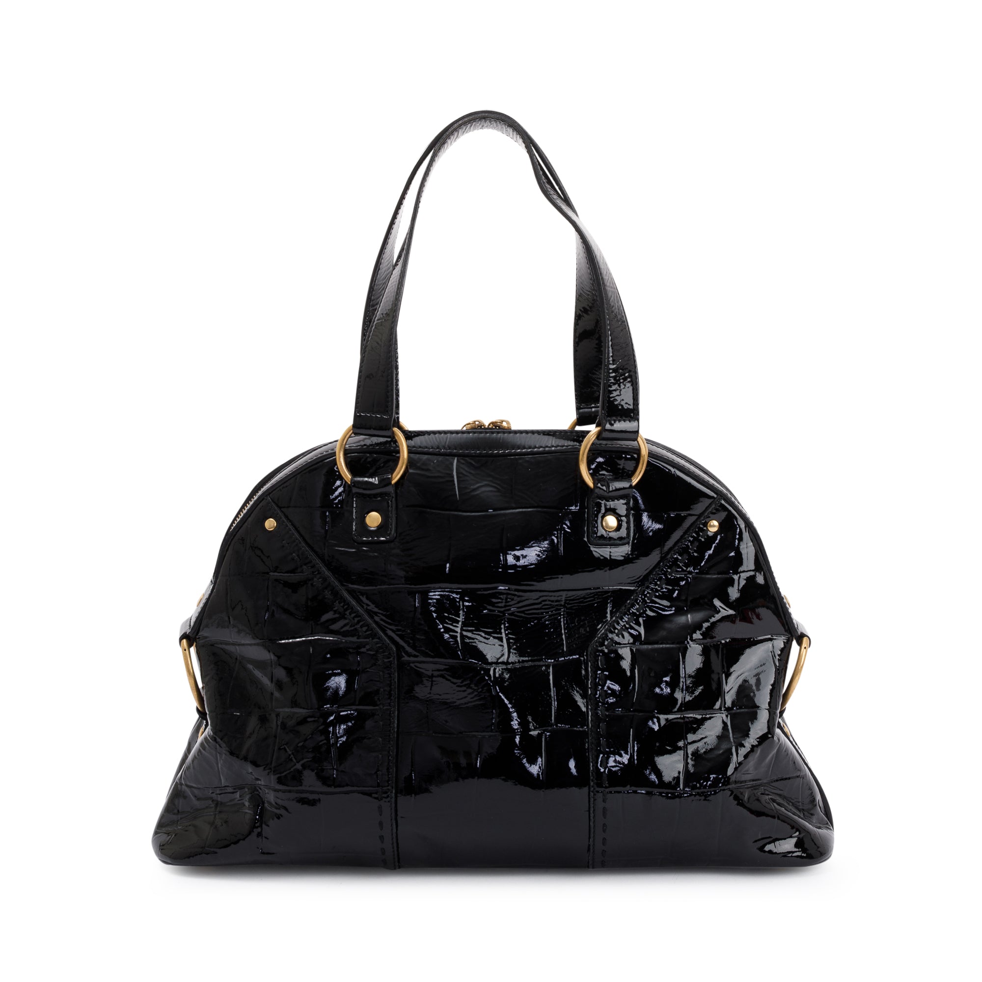 Saint Laurent Large Black Patent Leather Muse Bag