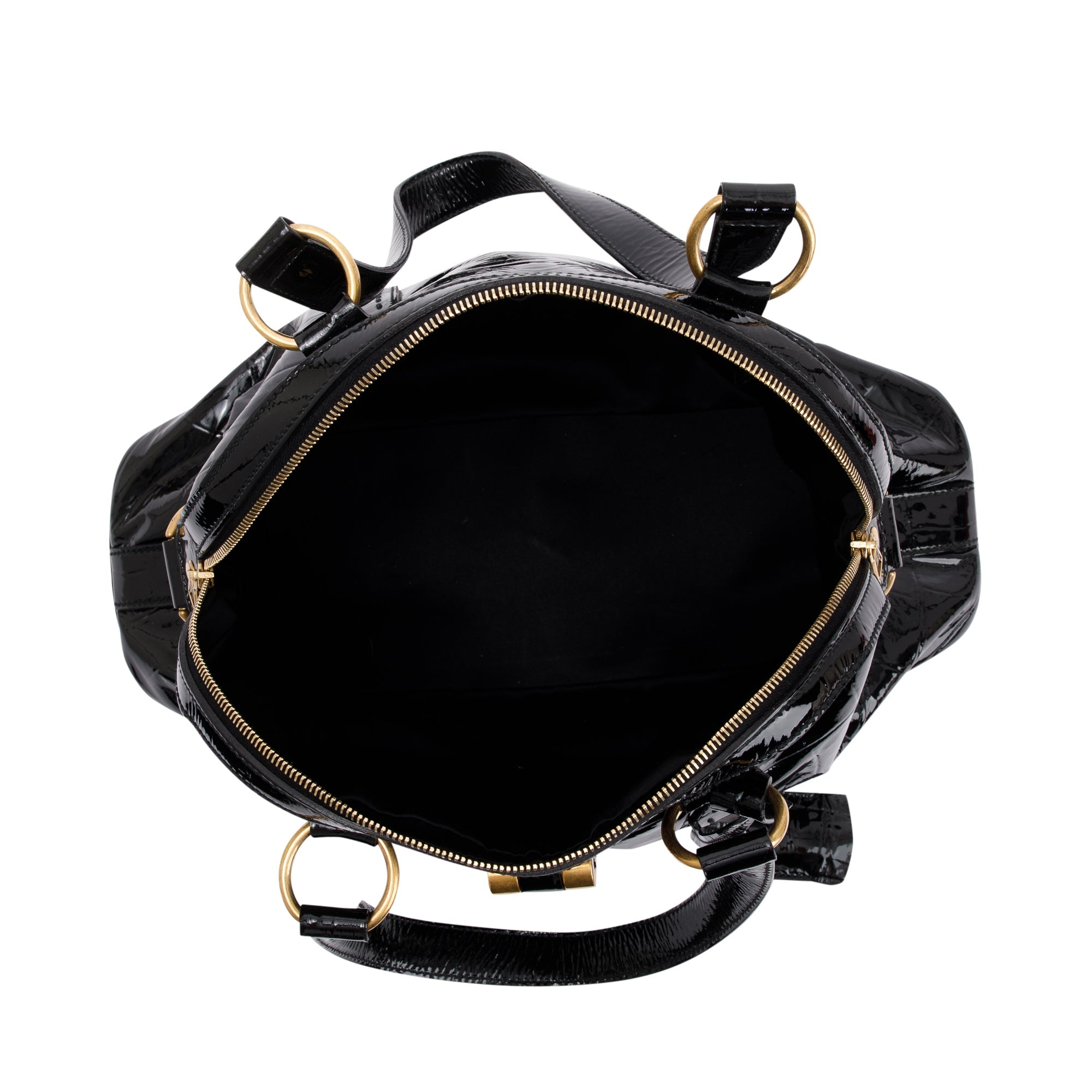 Saint Laurent Large Black Patent Leather Muse Bag