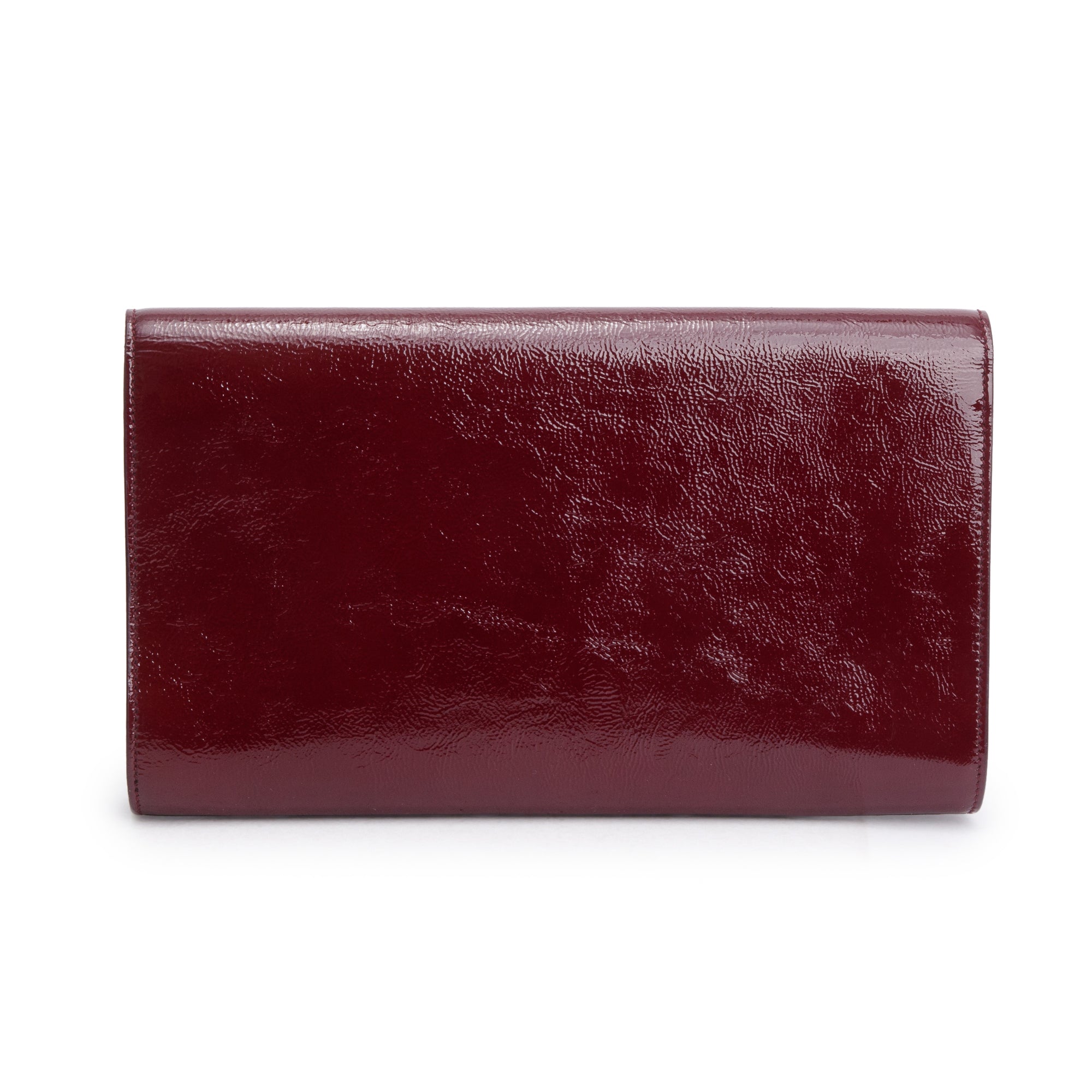 Saint Laurent Large Burgundy Patent Leather Belle de Jour Clutch