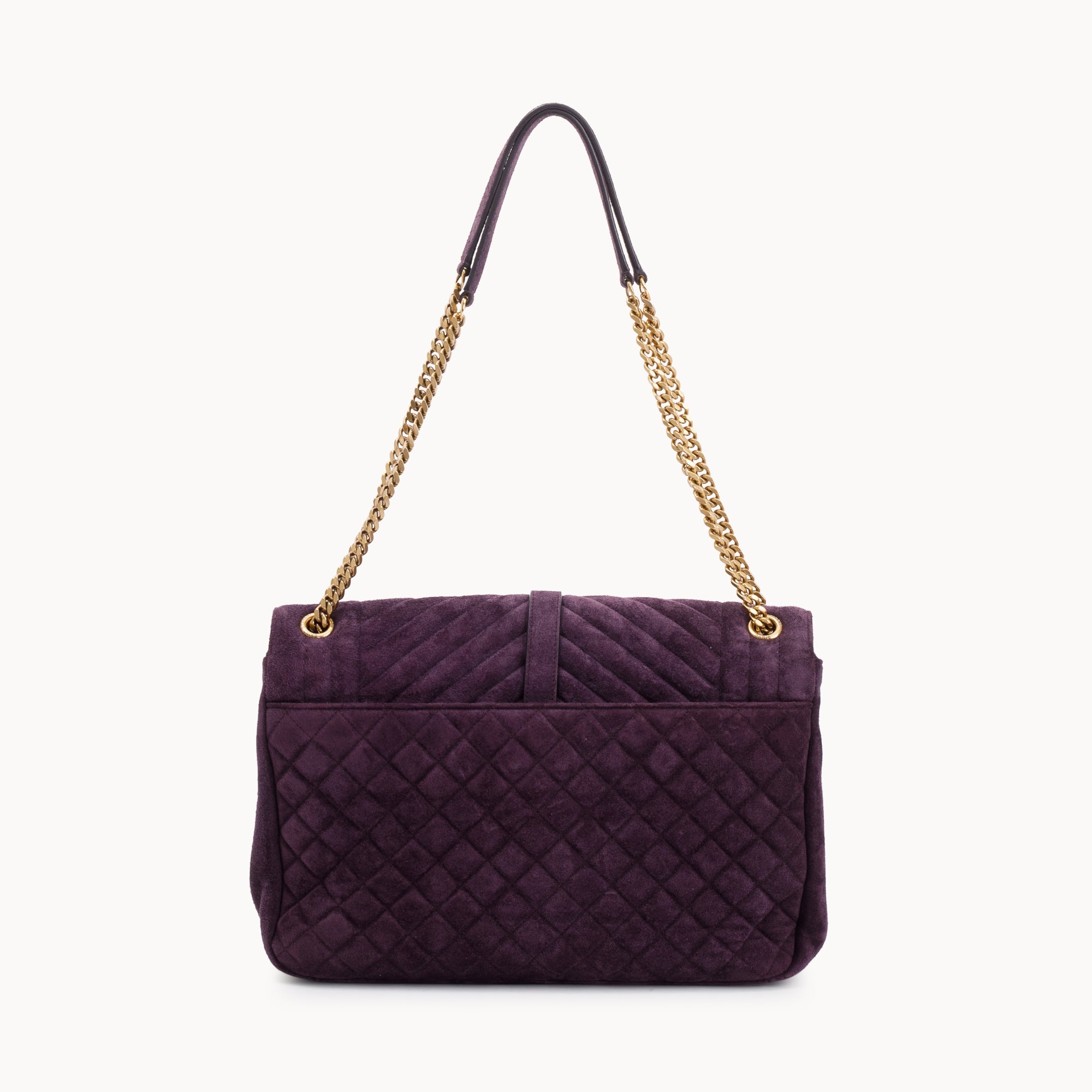 Saint Laurent Large Purple Suede Monogram Envelope Chain Bag w/ Box