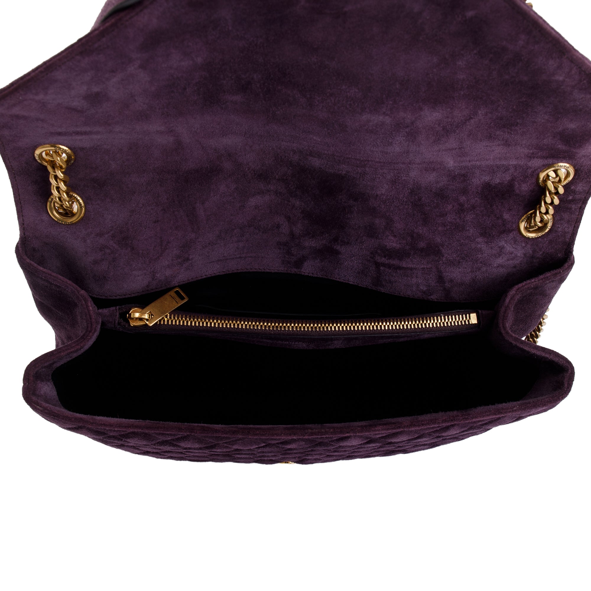 Saint Laurent Large Purple Suede Monogram Envelope Chain Bag w/ Box