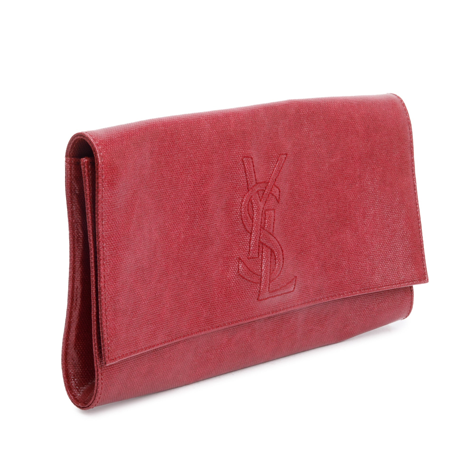 Saint Laurent Large Red Patent Leather Belle de Jour Clutch