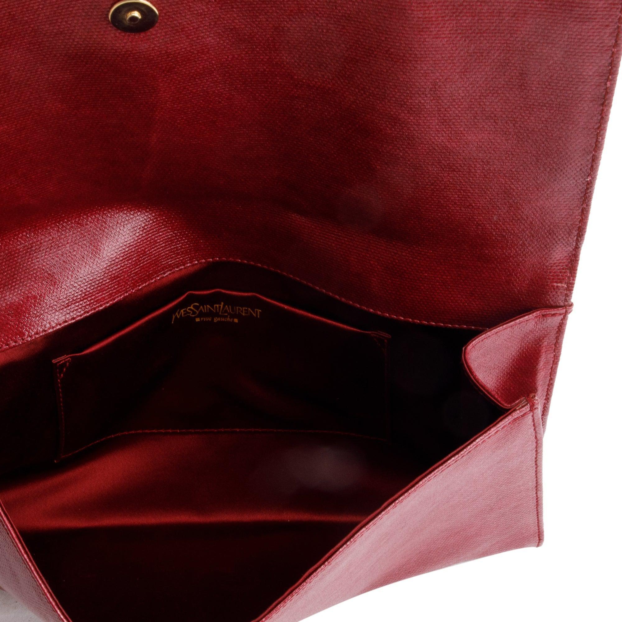 Saint Laurent Large Red Patent Leather Belle de Jour Clutch